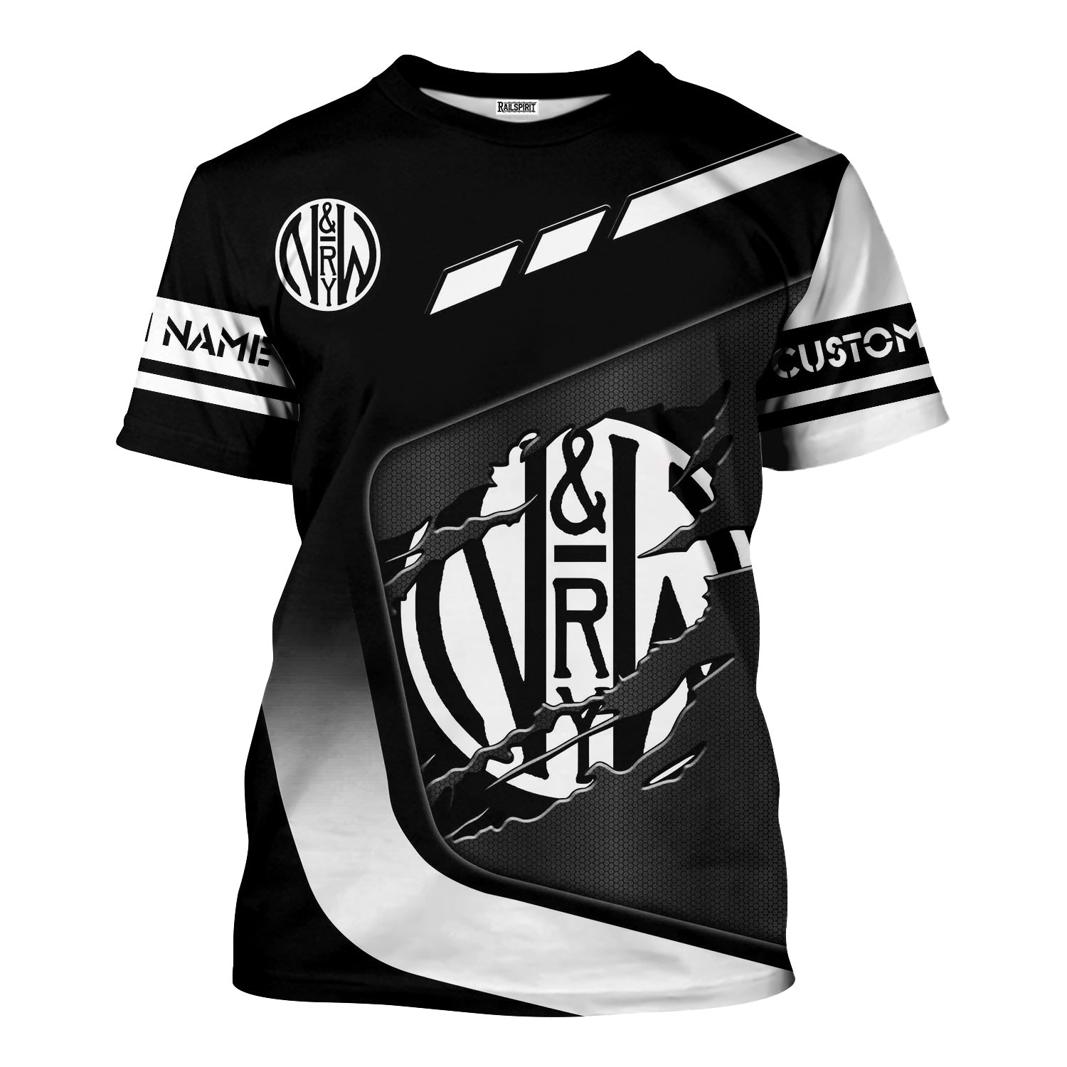 Railspirit Personalized Norfolk and Western Railway T-Shirt Ripped Texture Style N&W Train Shirt For Railroad Fanatic