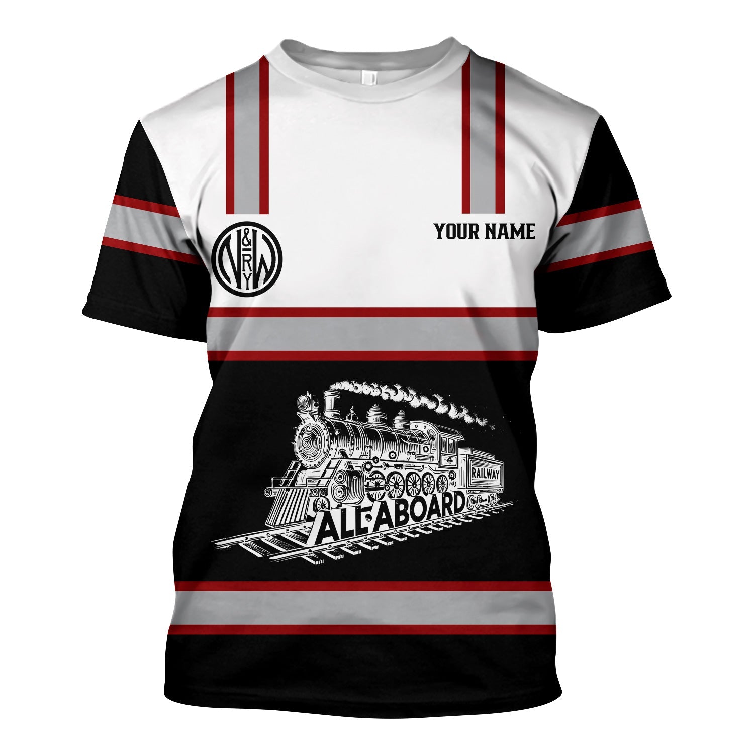 Railspirit Custom Name Norfolk and Western Railway T Shirt Eat Train Sleep Repeat N&W Printed Train Shirt