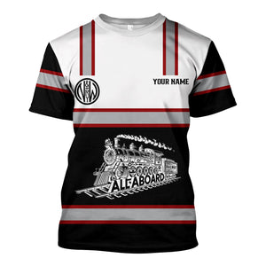 Railspirit Custom Name Norfolk and Western Railway T Shirt Eat Train Sleep Repeat N&W Printed Train Shirt