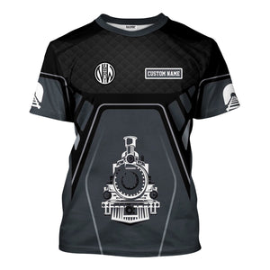 Railspirit Personalized Norfolk and Western Railway T-Shirt Steam Locomotive Engine Graphic N&W Train Shirt All Over Print