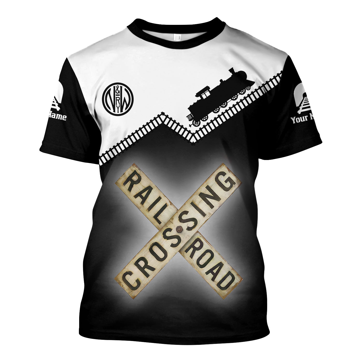 Railspirit Personalized Norfolk and Western Railway T Shirt Railroad Crossing Printed Train Track Shirt