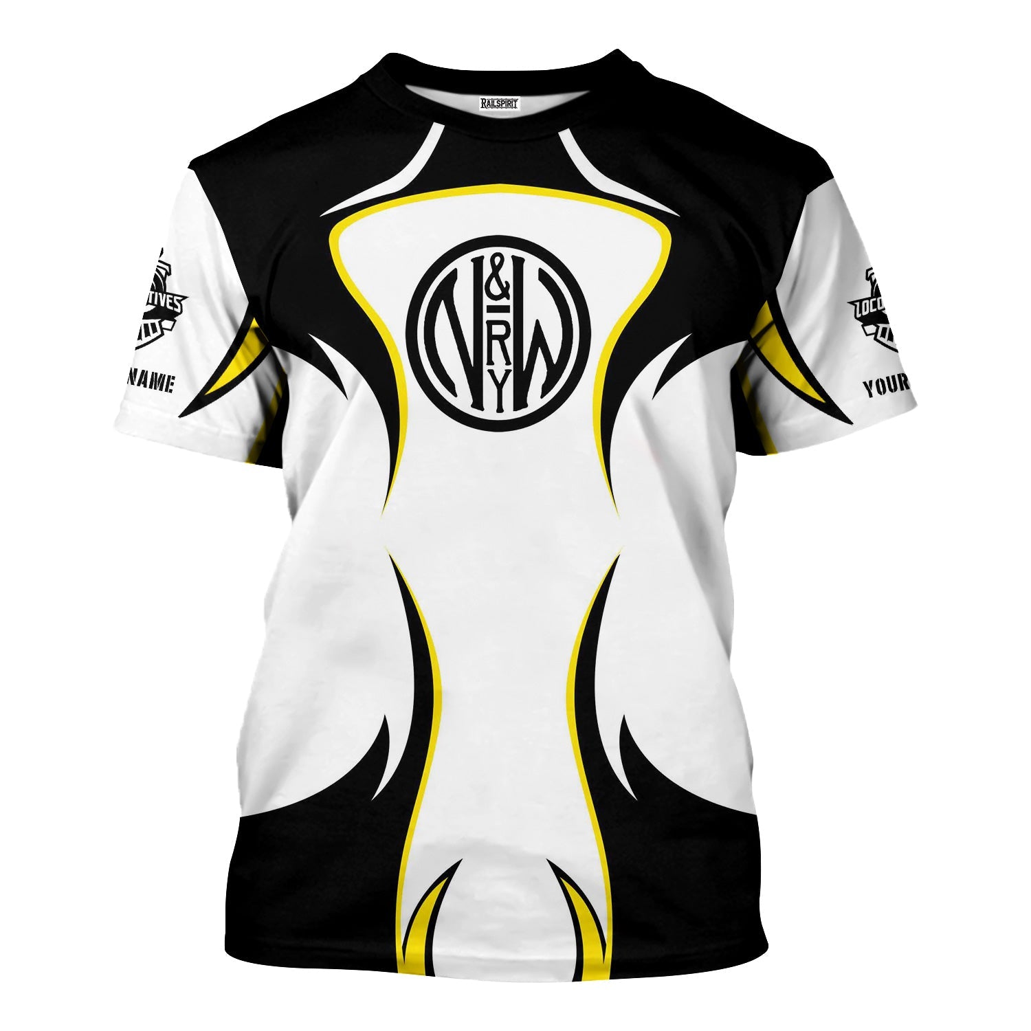 Railspirit Personalized Norfolk and Western Railway T-Shirt Distinctive Flame Style N&W Shirt For Steam Engine Addict
