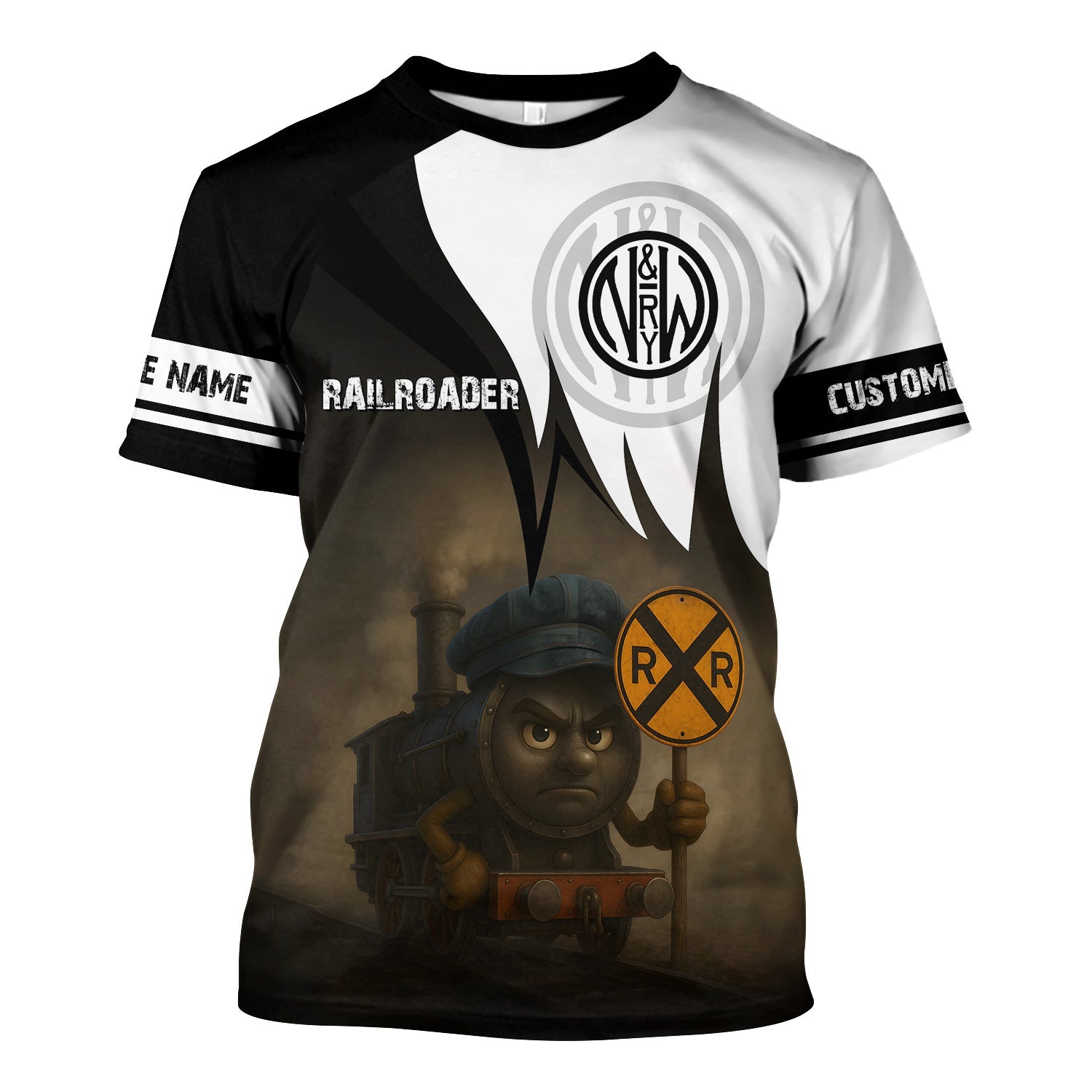 Railspirit Personalized Norfolk and Western Railway T-Shirt Angry Train N&W T-Shirt Gift Idea For Train Lover