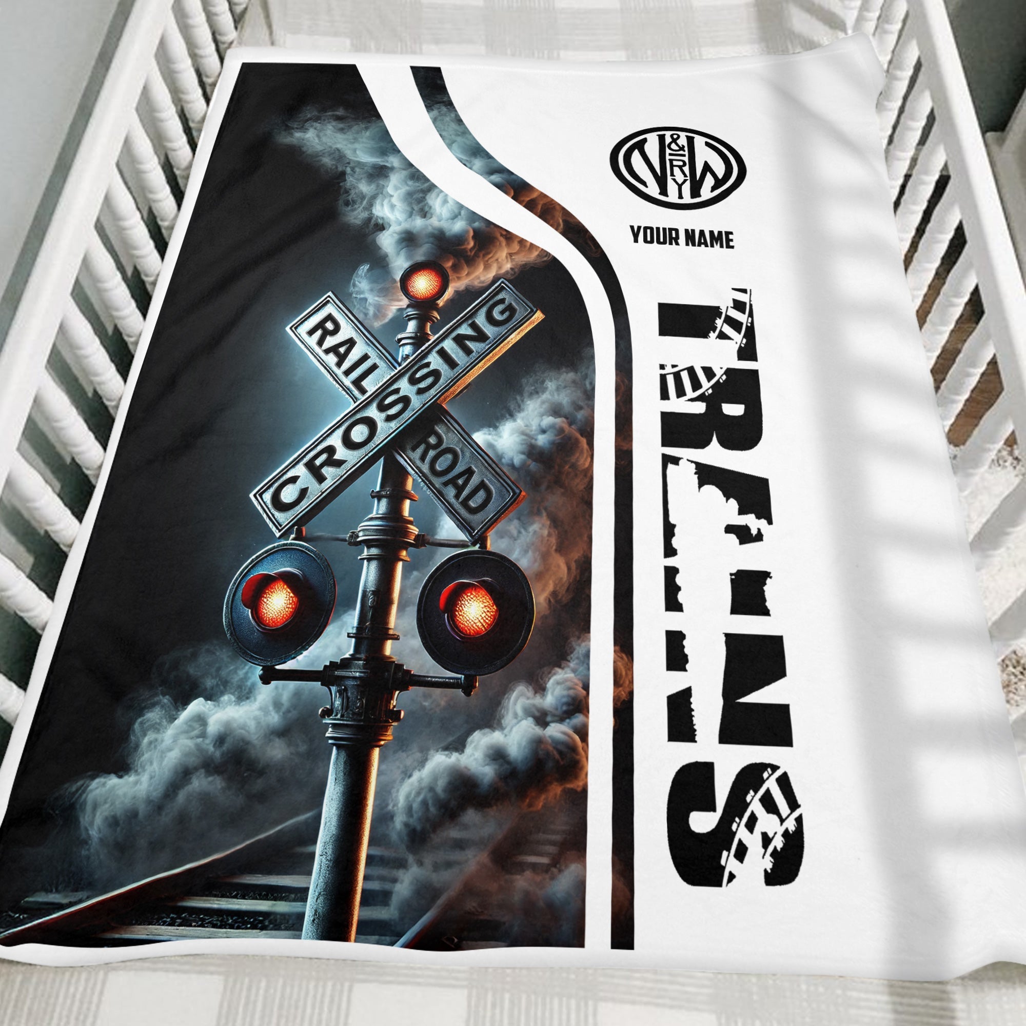Railspirit Personalized Norfolk and Western Railway Blanket Railroad Crossing Sign N&W Blanket All Over Print