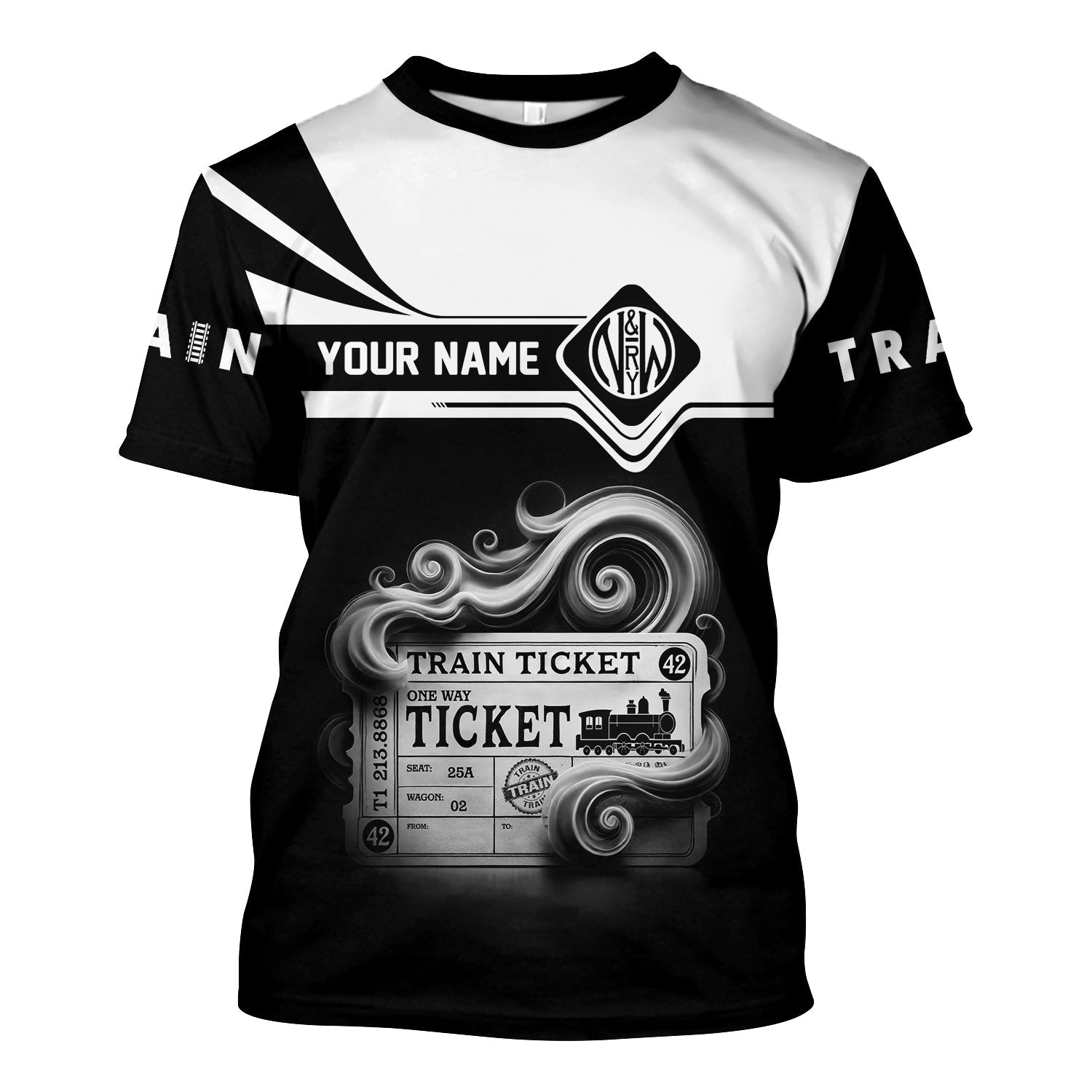 Railspirit Personalized Norfolk and Western Railway T Shirt Train Ticket American Locomotive Printed Train