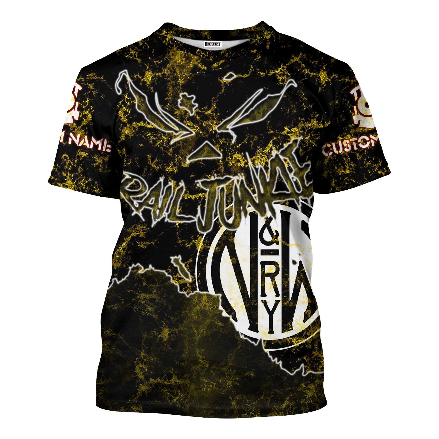 Railspirit Personalized Norfolk and Western Railway T-Shirt Torn Graphic Style N&W Train Shirt For Rail Junkie