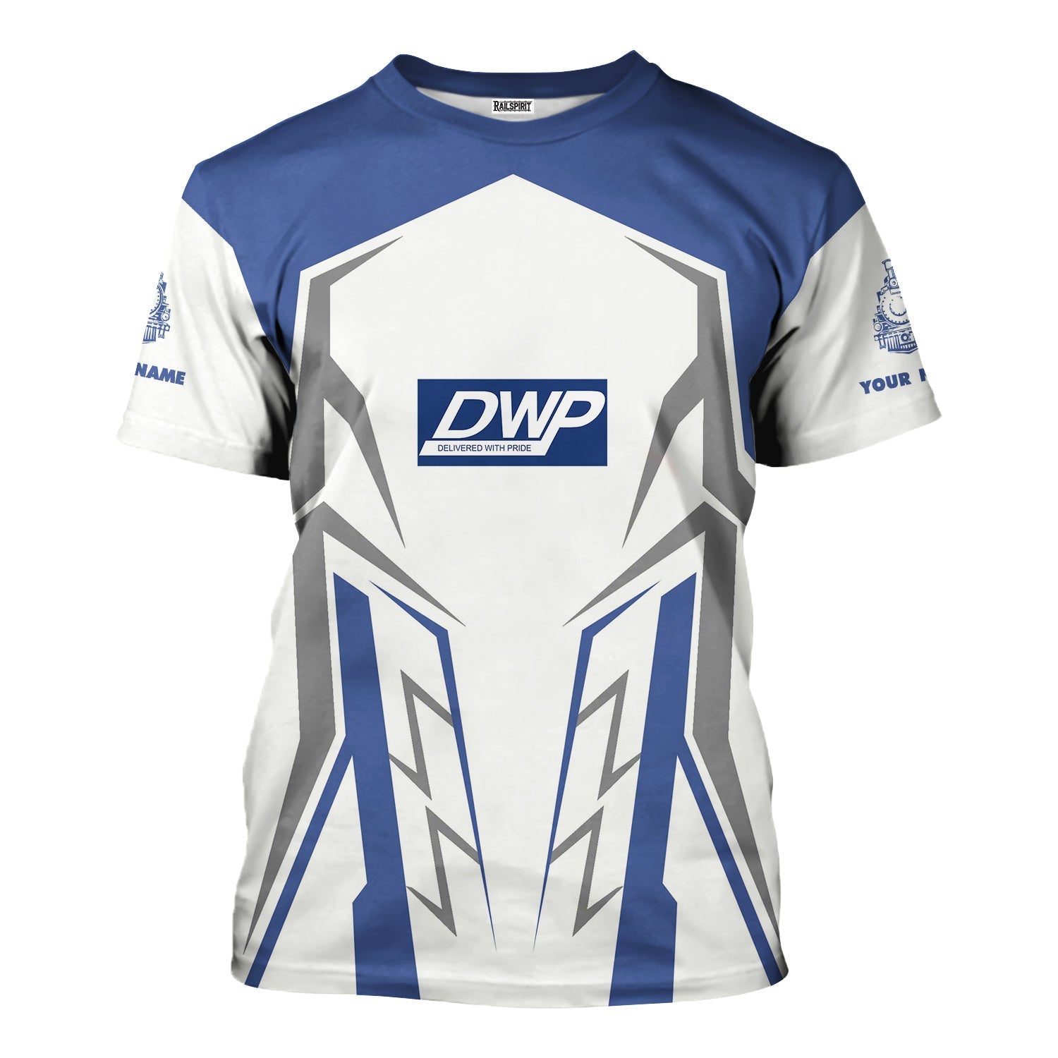 Railspirit Personalized Duluth, Winnipeg and Pacific Railway T-Shirt Futuristic Design with Custom Job Train Shirt