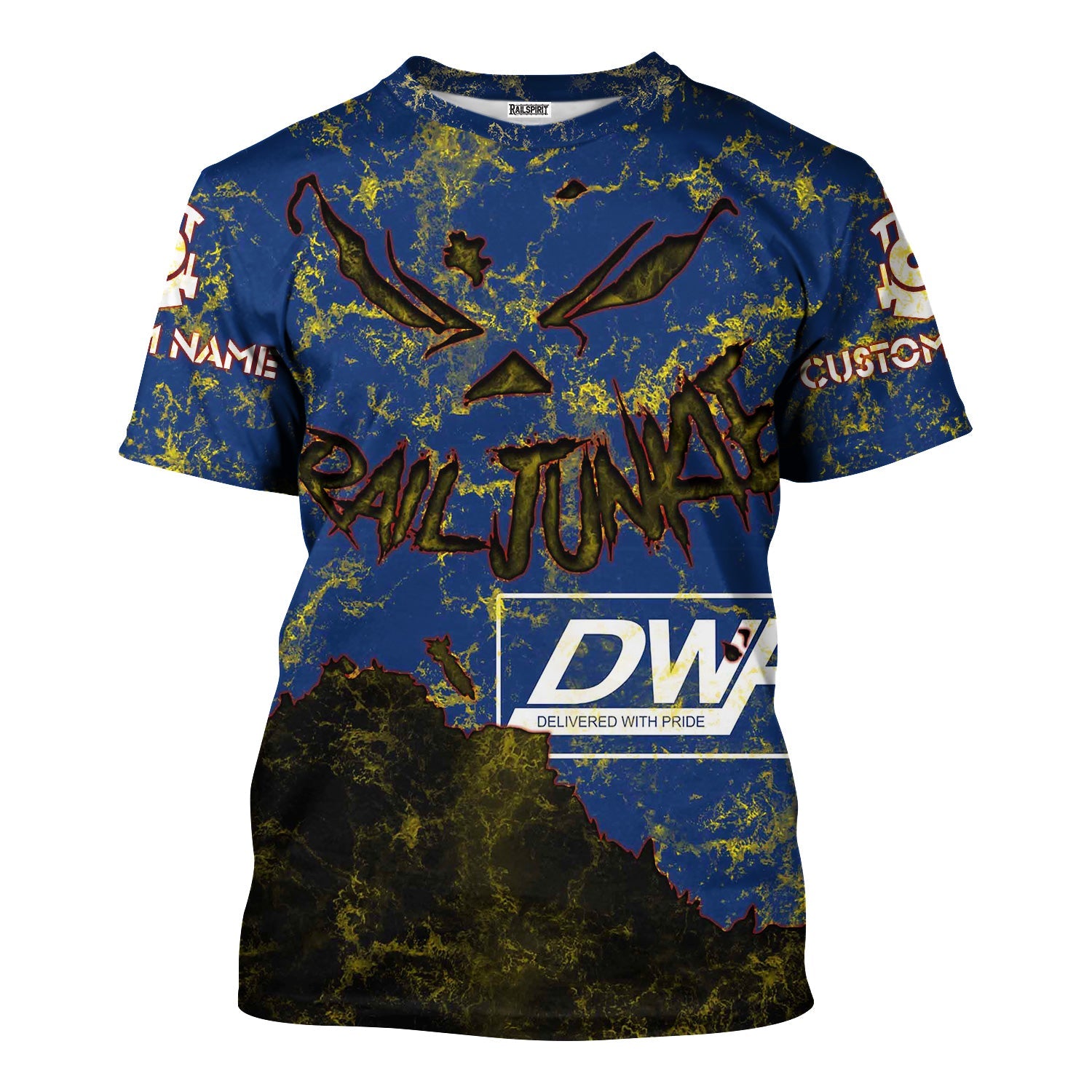 Railspirit Personalized Duluth, Winnipeg and Pacific Railway T-Shirt Torn Graphic Style Train Shirt For Rail Junkie