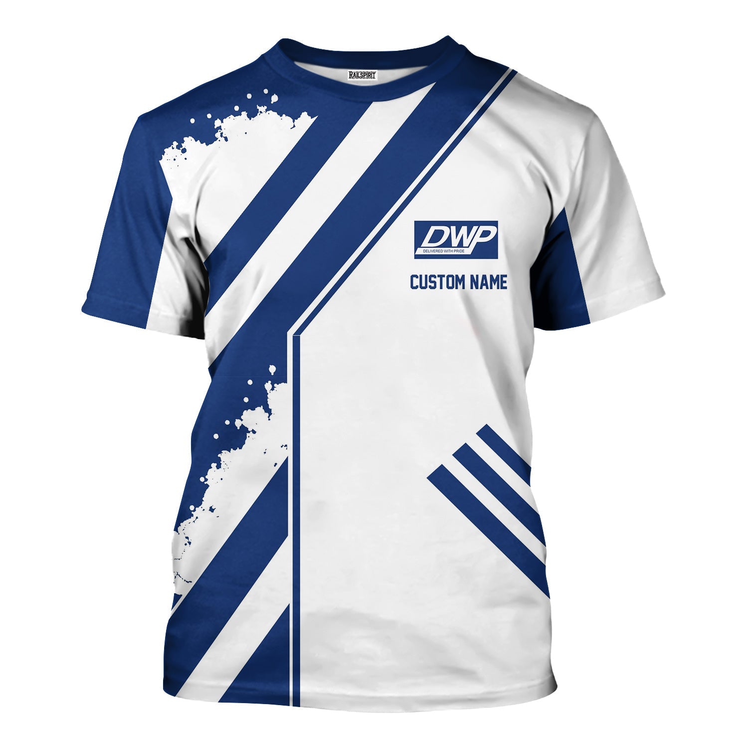 Railspirit Personalized Duluth, Winnipeg and Pacific Railway T-Shirt Locomotive Design Train Shirt for Train Enthusiast