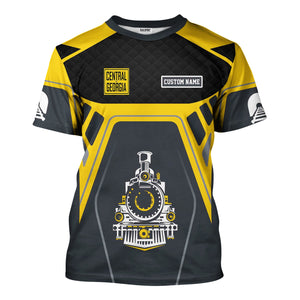 Railspirit Personalized Central of Georgia Railway T-Shirt Steam Locomotive Engine Graphic Train Shirt All Over Print