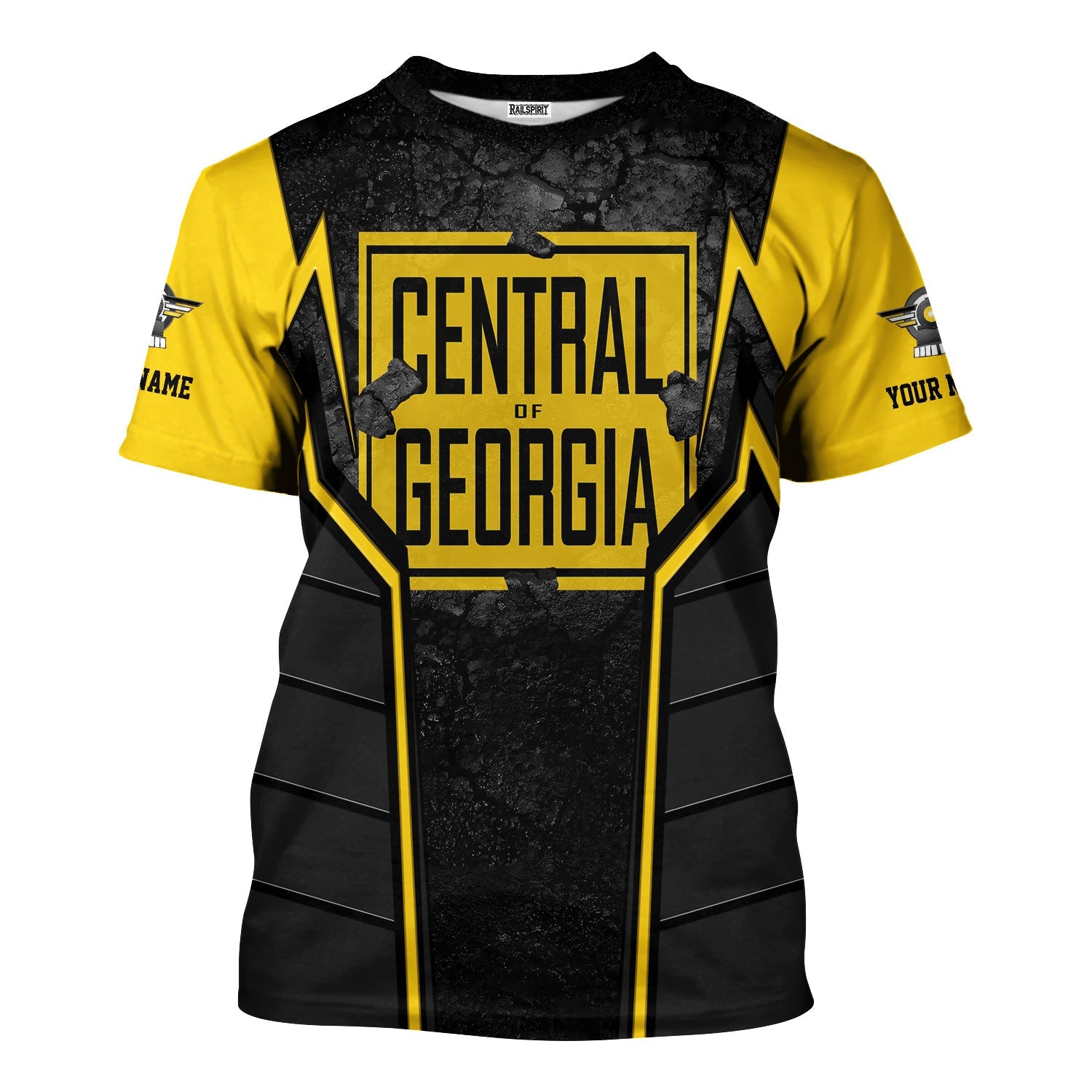 Railspirit Personalized Central of Georgia Railway T-Shirt Cracked Metal Design Train Shirt for Rail Enthusiasts