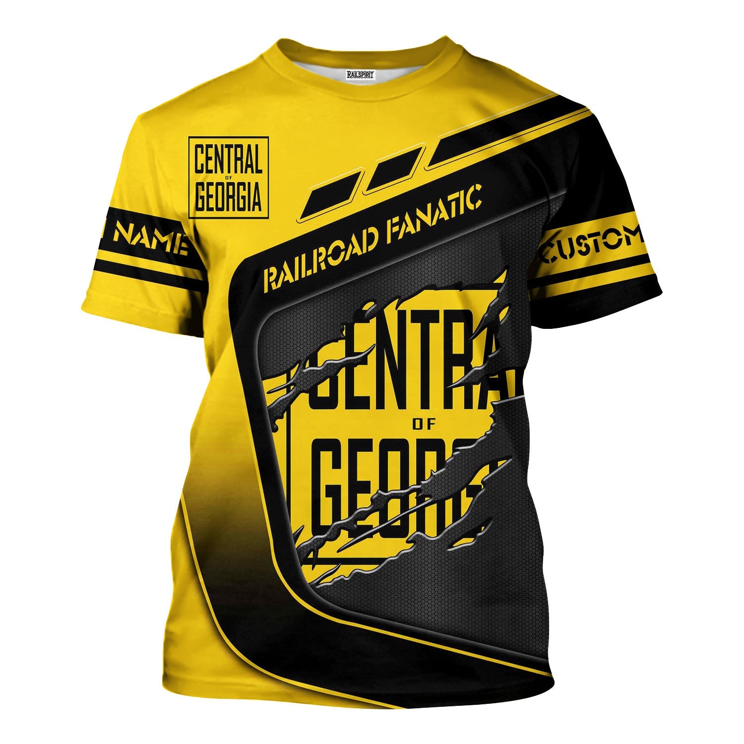 Railspirit Personalized Central of Georgia Railway T-Shirt Ripped Texture Style Train Shirt For Railroad Fanatic
