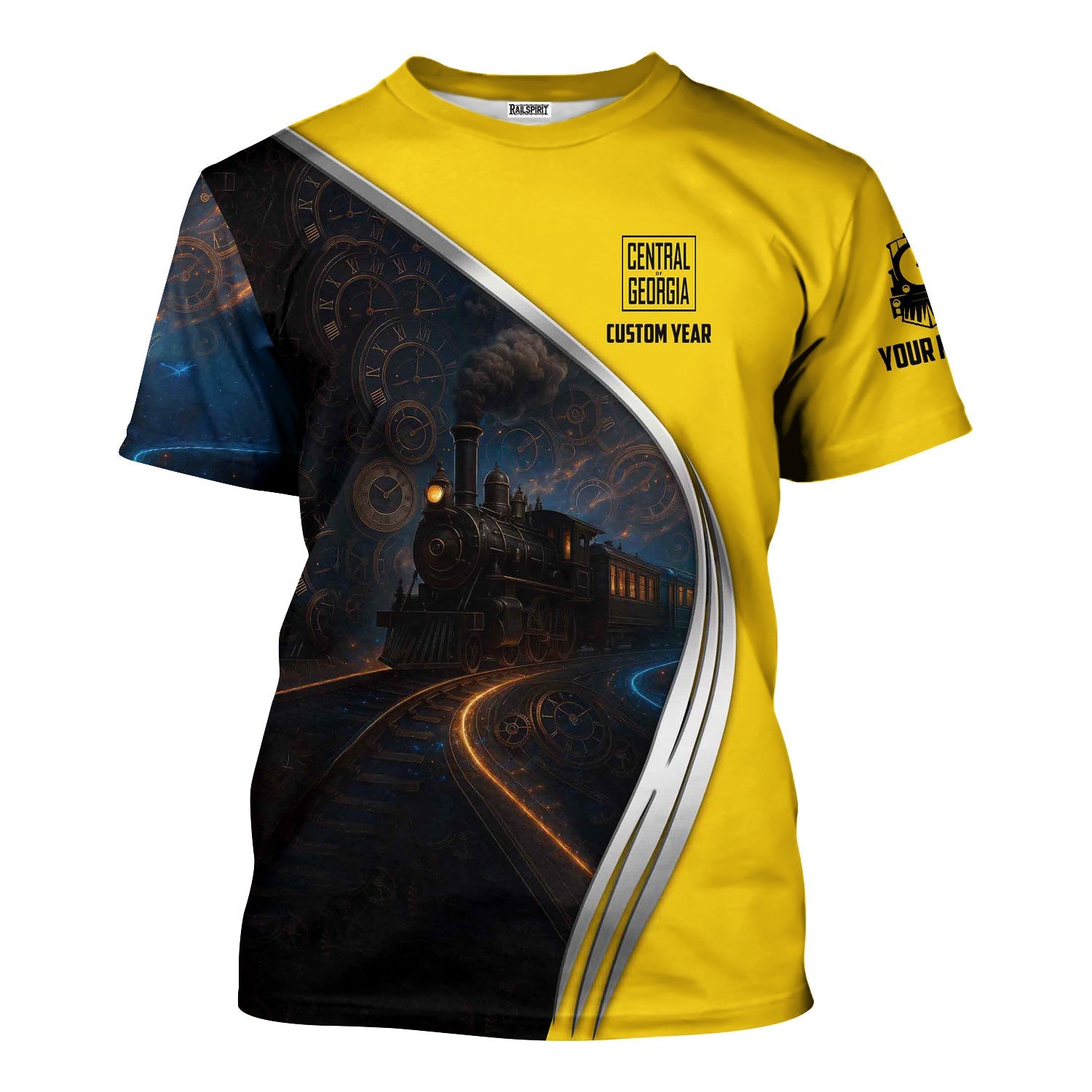 Railspirit Personalized Central of Georgia Railway T-Shirt Steampunk Locomotive with Custom Year Train Shirt