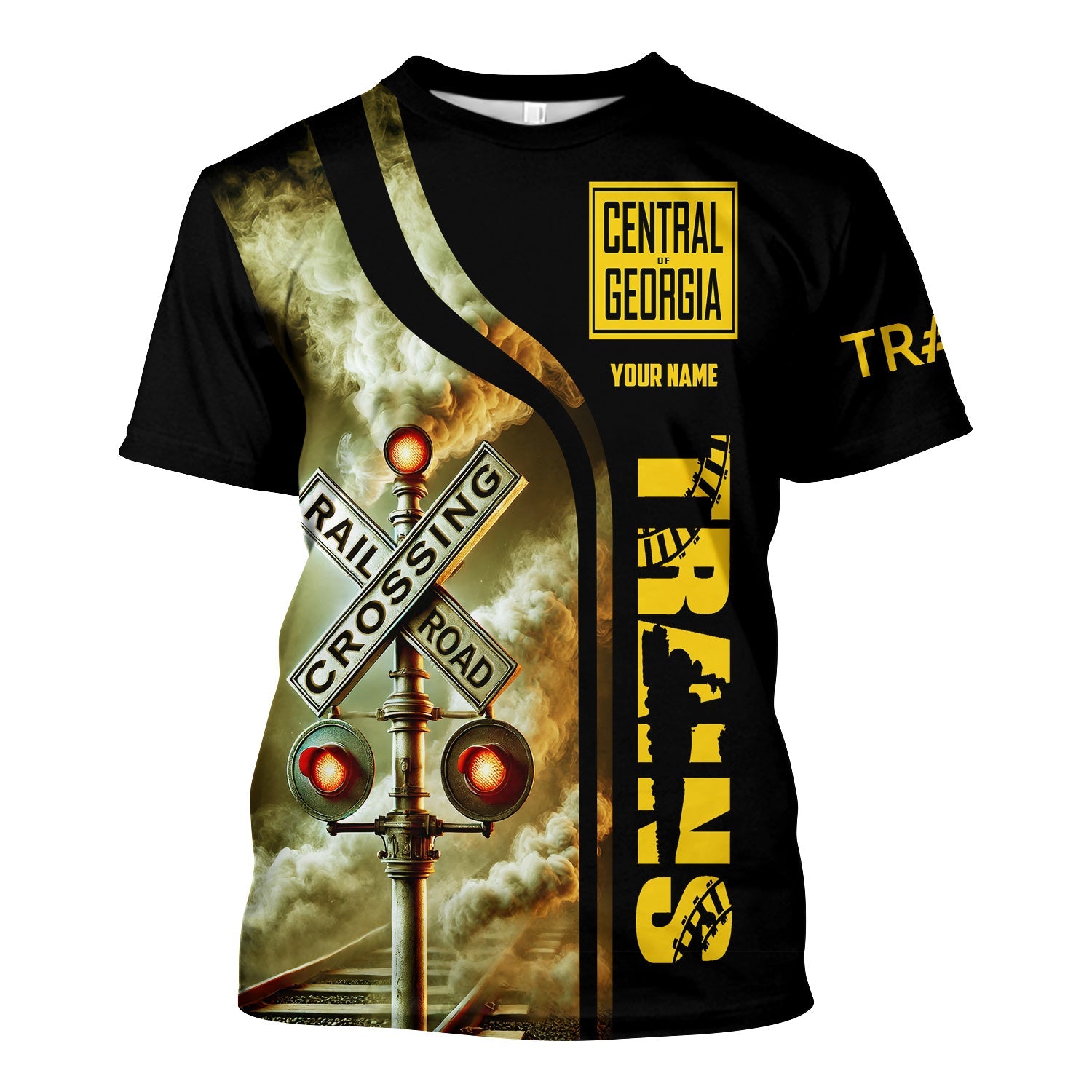 Railspirit Custom Name Central of Georgia Railway T Shirt Railroad Crossing Sign Train Shirt All Over Print