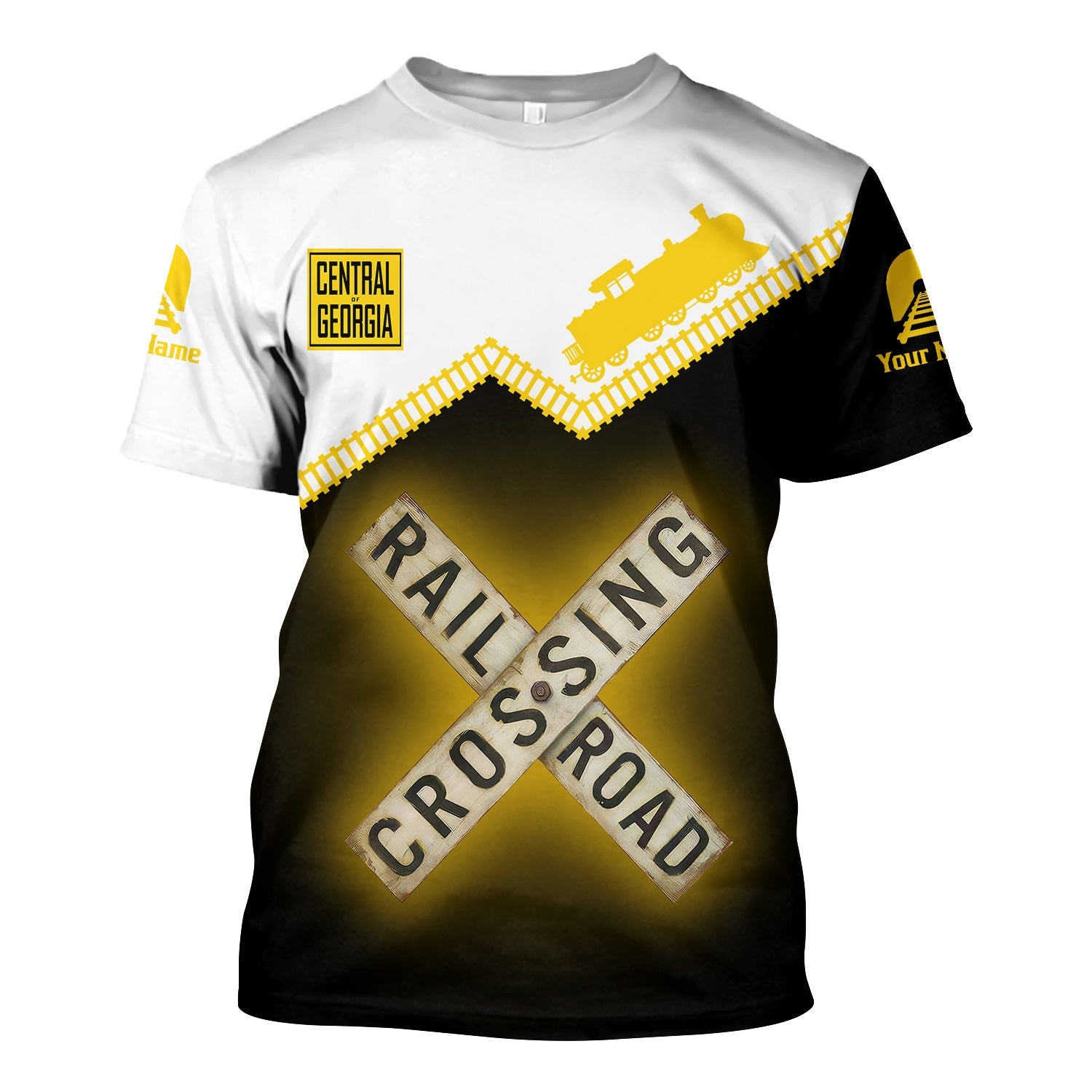 Railspirit Personalized Central of Georgia Railway T Shirt Railroad Crossing Printed Train Track Shirt