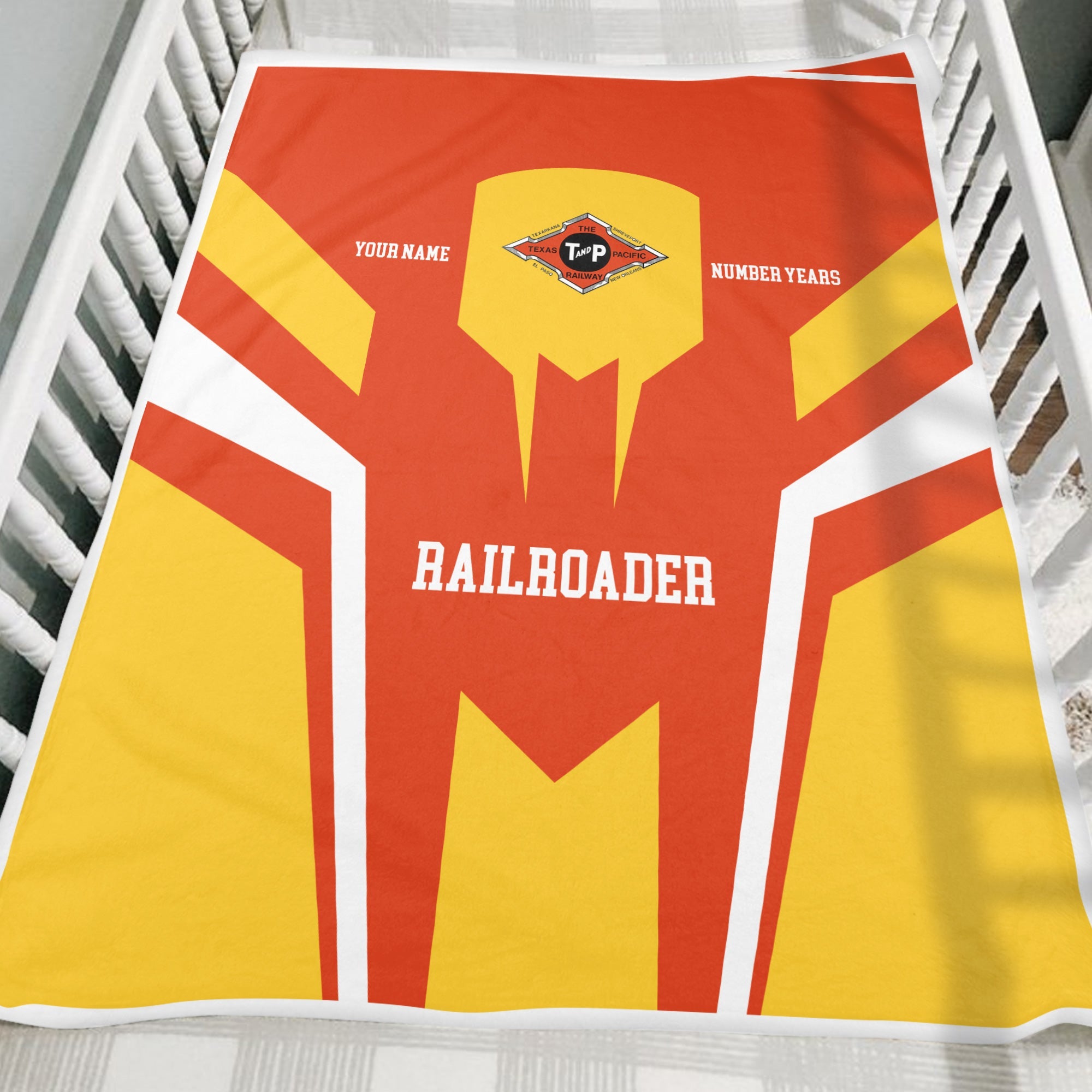 Railspirit Personalized Texas and Pacific Railway Blanket Custom Year Railroader Gift Idea For Train Lover