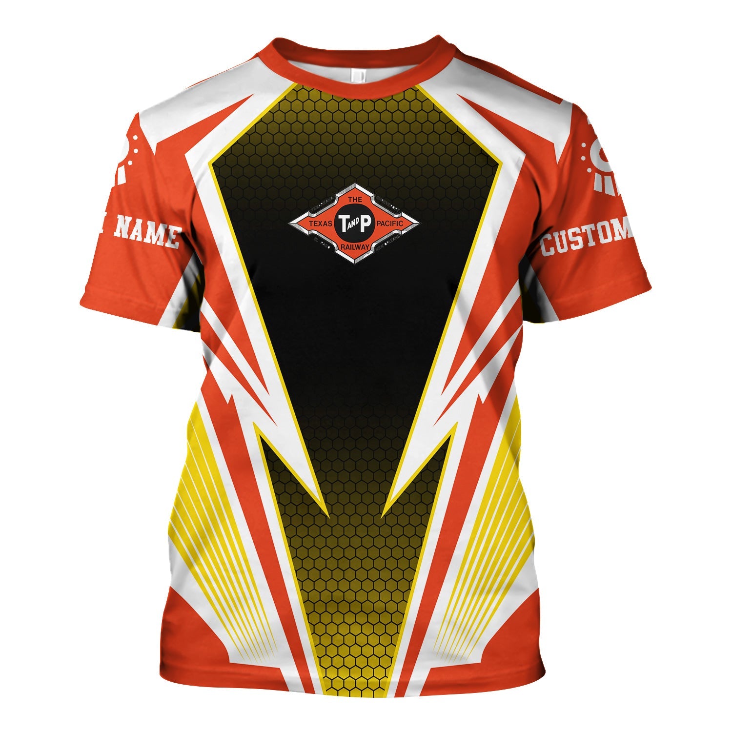 Railspirit Personalized Texas and Pacific Railway T-Shirt Lightning Graphic Style Shirt Gift Idea For Train Lover