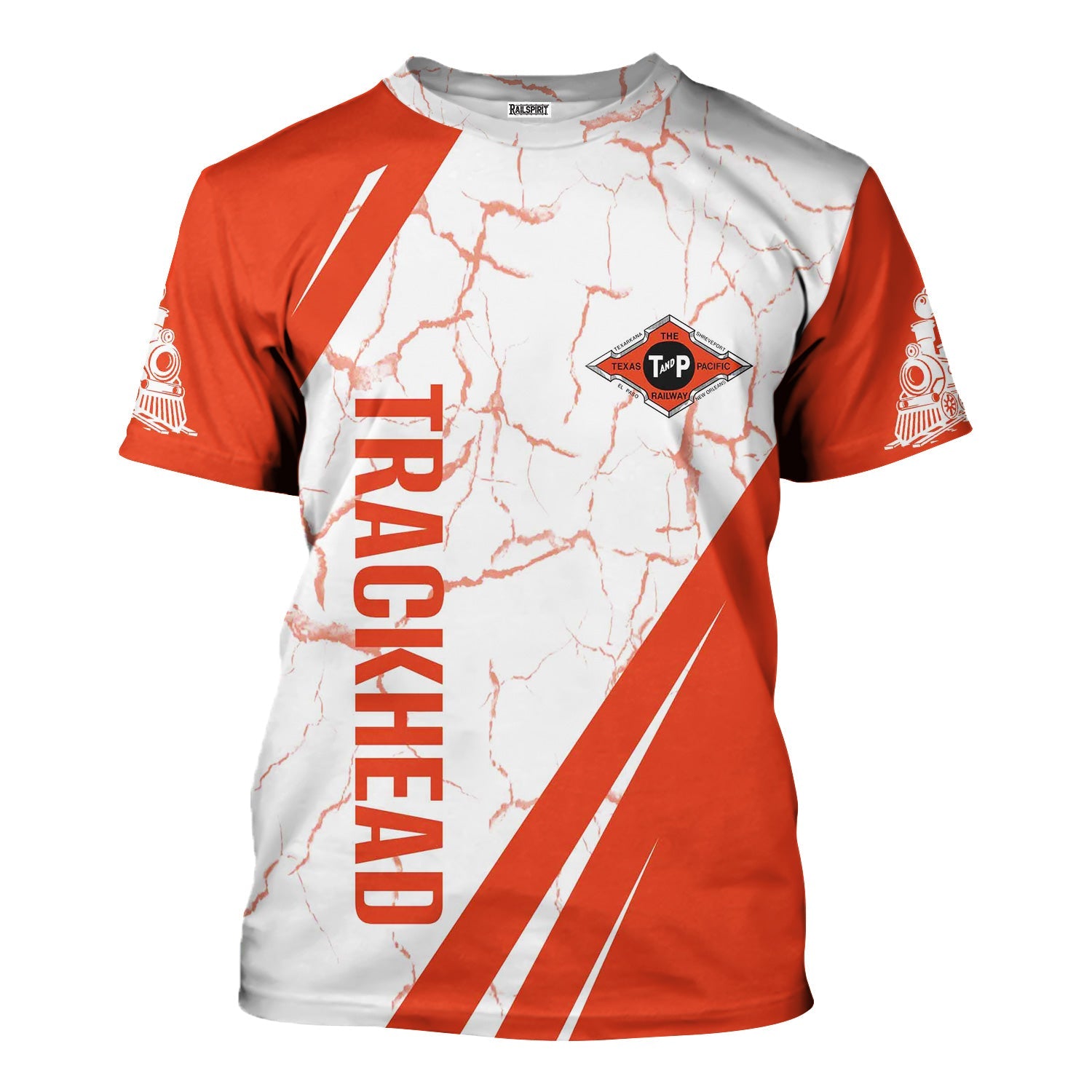 Railspirit Personalized Texas and Pacific Railway T-Shirt Crackle Texture Style Shirt For Trackhead