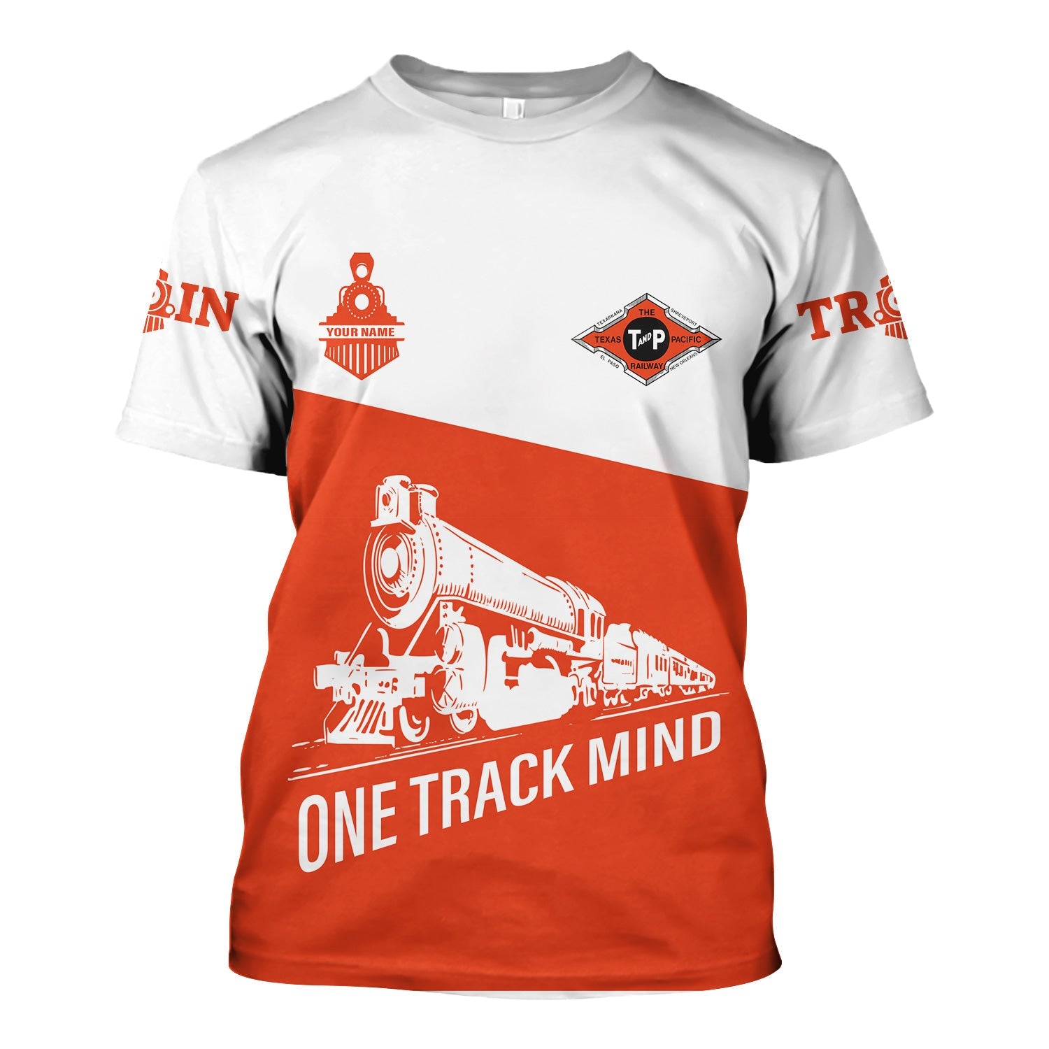 Railspirit Personalized Texas and Pacific Railway T Shirt One Track Mind Unisex Train Shirt Gift Idea For Train Lover