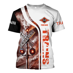 Railspirit Custom Name Texas and Pacific Railway T Shirt Railroad Crossing Sign Train Shirt All Over Print