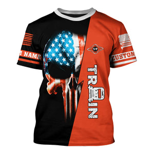 Railspirit Personalized Texas and Pacific Railway T-Shirt Train Skull American Flag Shirt All Over Print