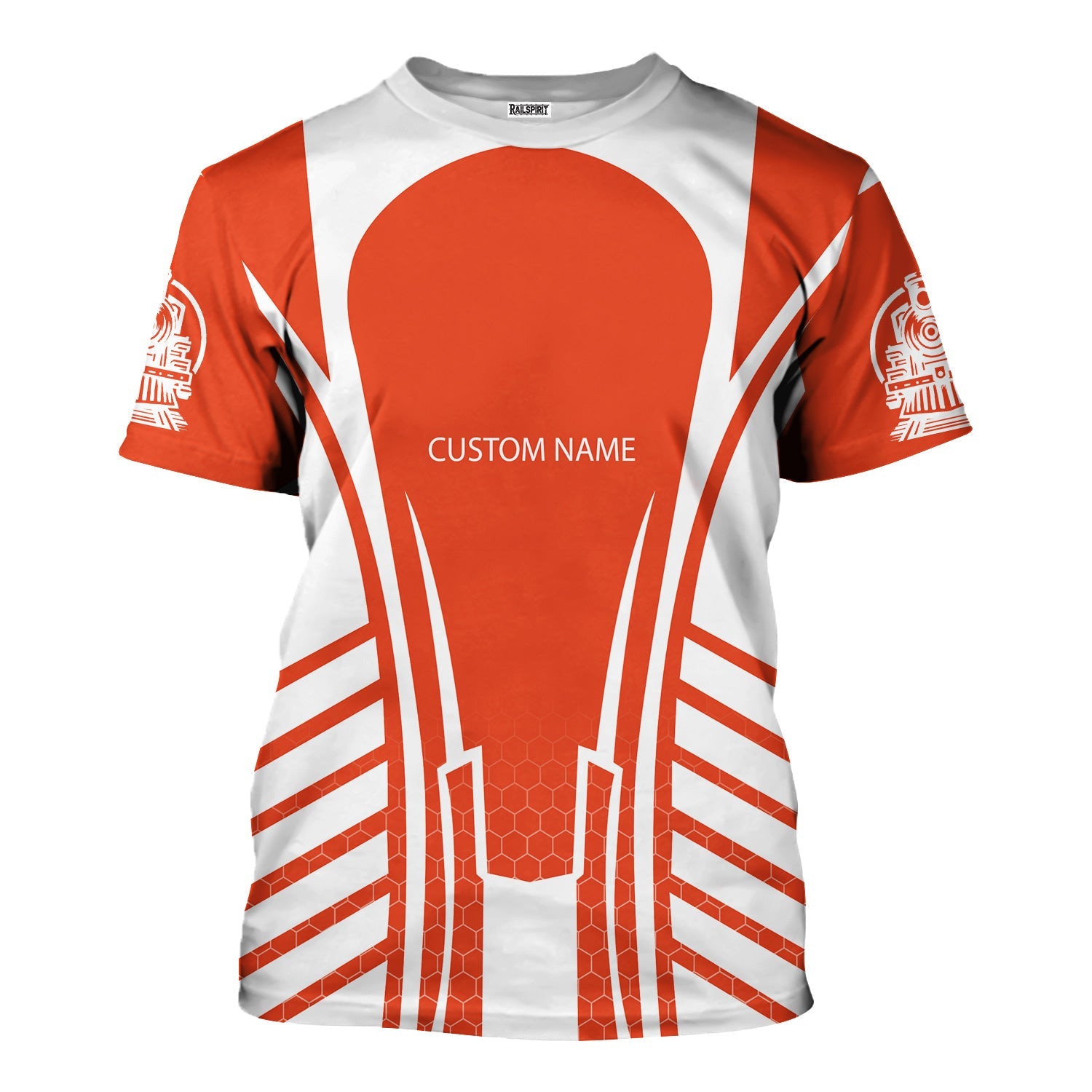 Railspirit Personalized Texas and Pacific Railway T-Shirt Striped Railroad Style Train Shirt All Over Print