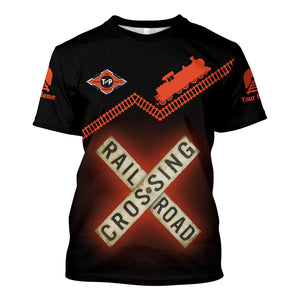 Railspirit Personalized Texas and Pacific Railway T Shirt Railroad Crossing Printed Train Track Shirt