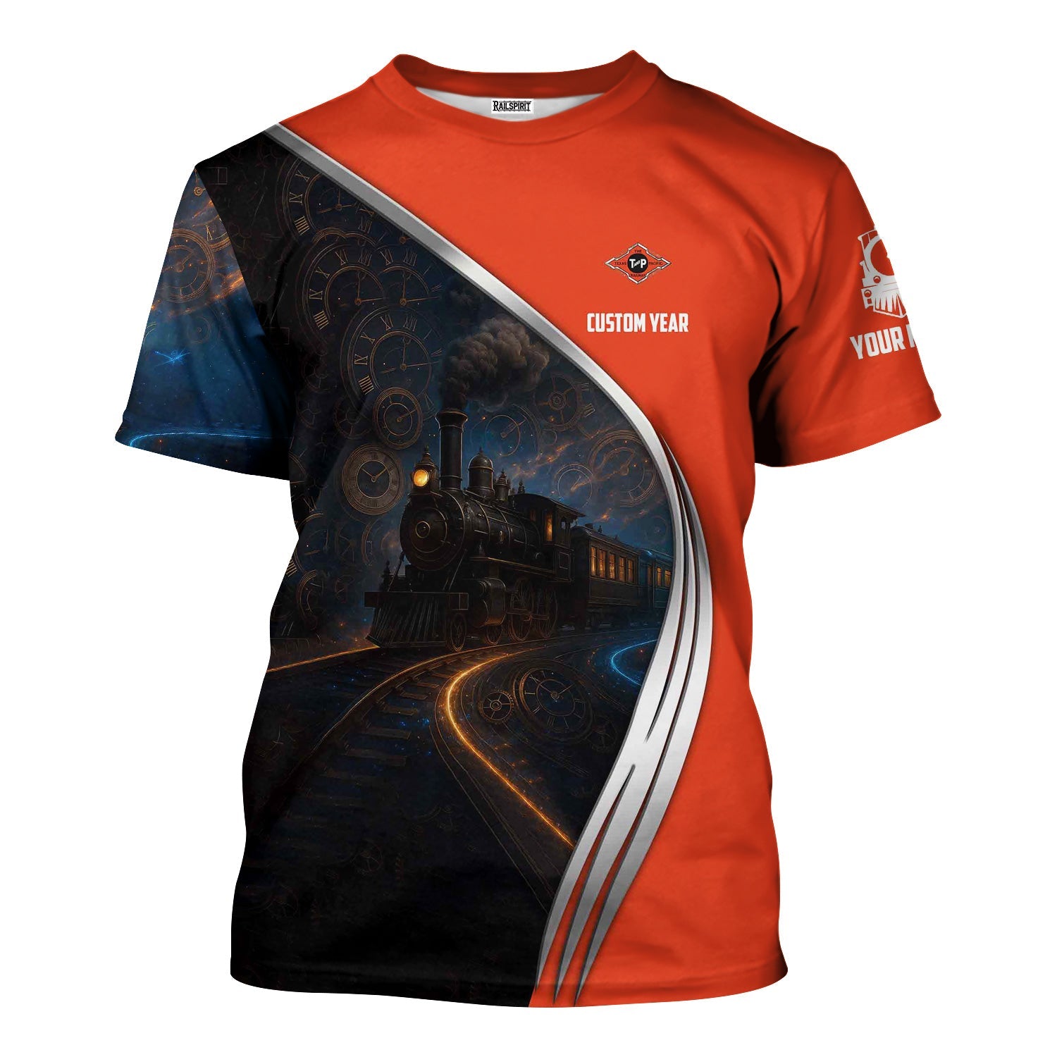 Railspirit Personalized Texas and Pacific Railway T-Shirt Steampunk Locomotive with Custom Year Train Shirt