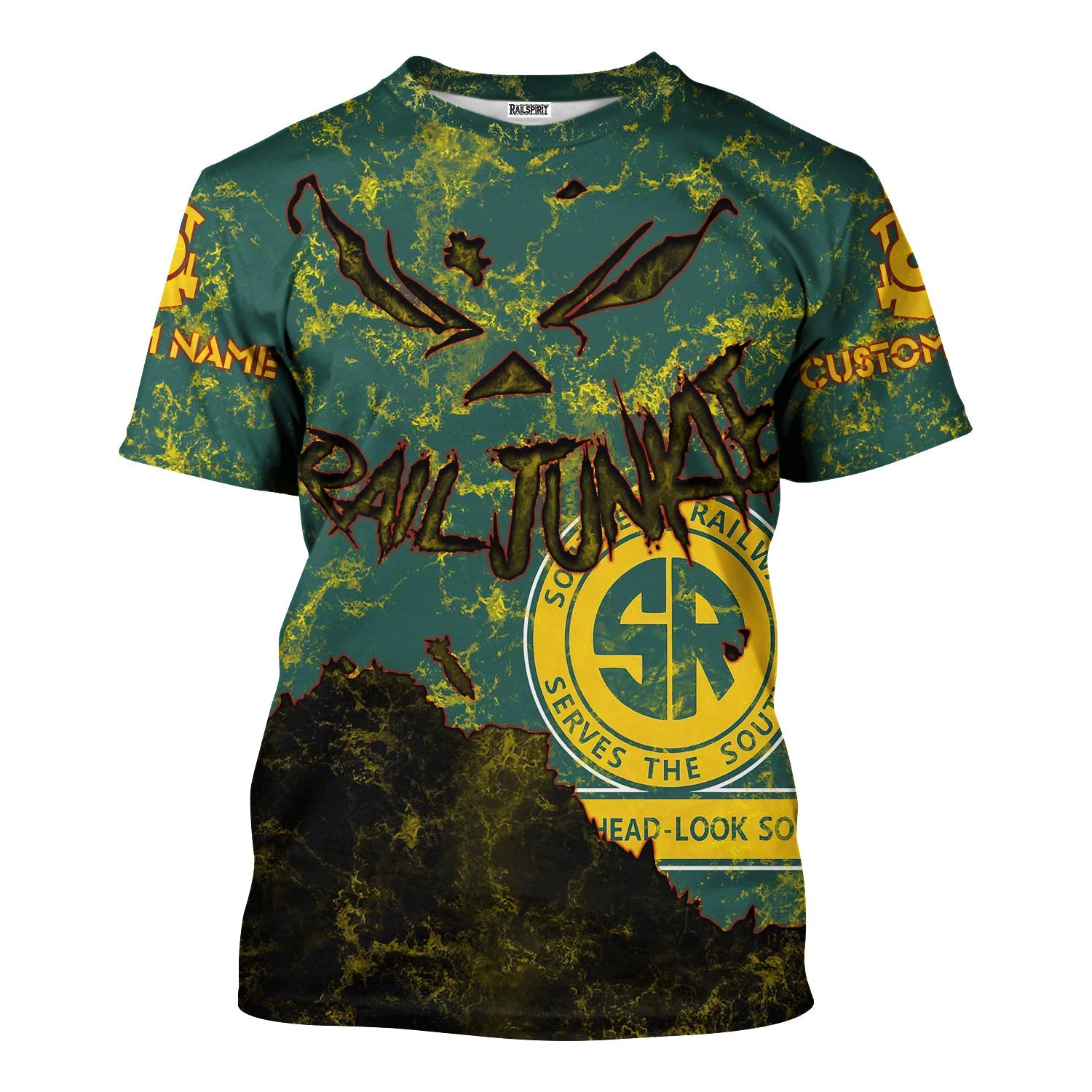 Railspirit Personalized Southern Railway U.S T-Shirt Torn Graphic Style SOU Train Shirt For Rail Junkie