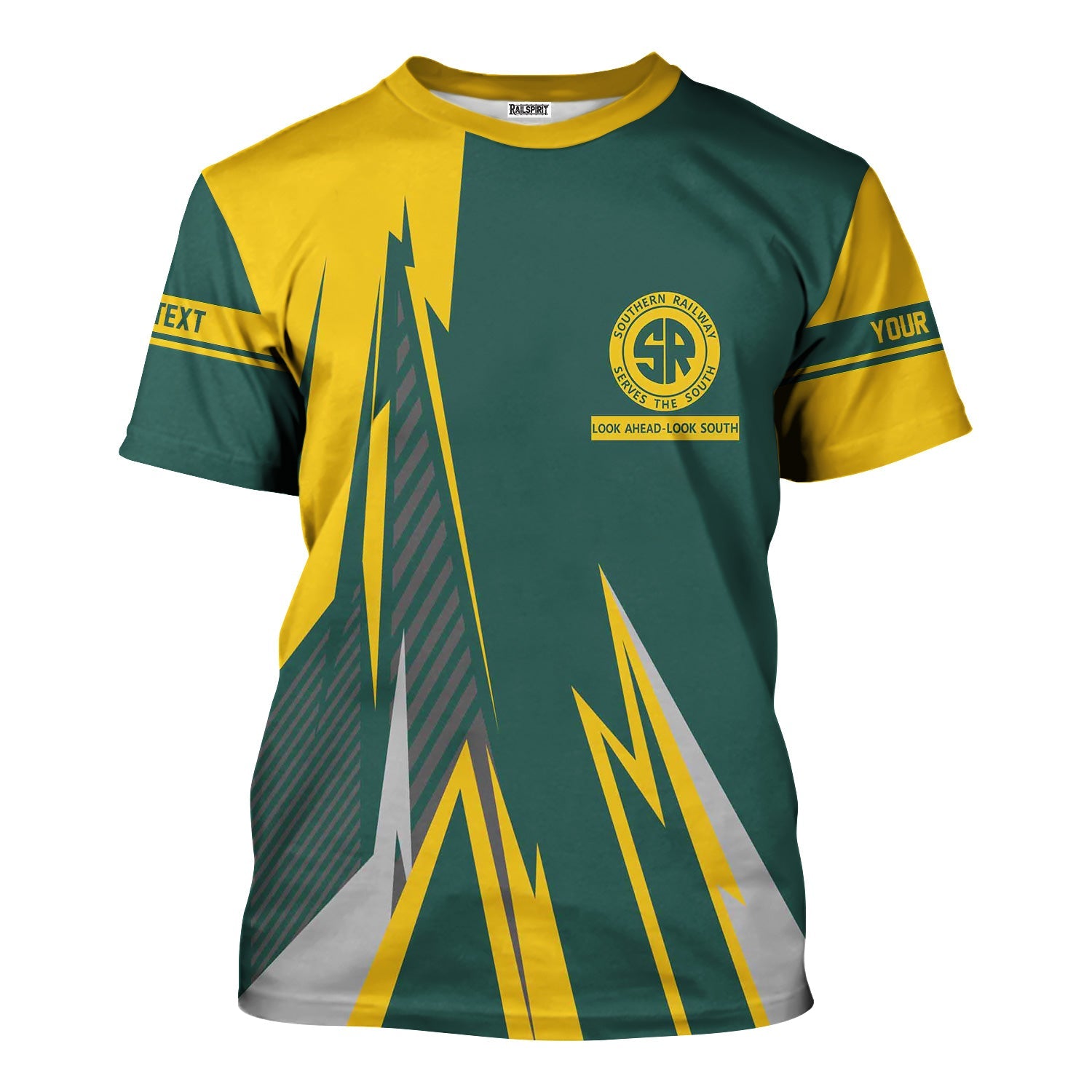 Railspirit Personalized Southern Railway U.S T-Shirt Lightning-Inspired Railway Style SOU Shirt For Train Lovers