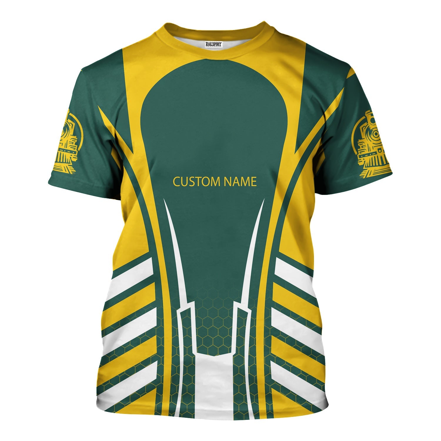 Railspirit Personalized Southern Railway U.S T-Shirt Striped Railroad Style SOU Train Shirt All Over Print