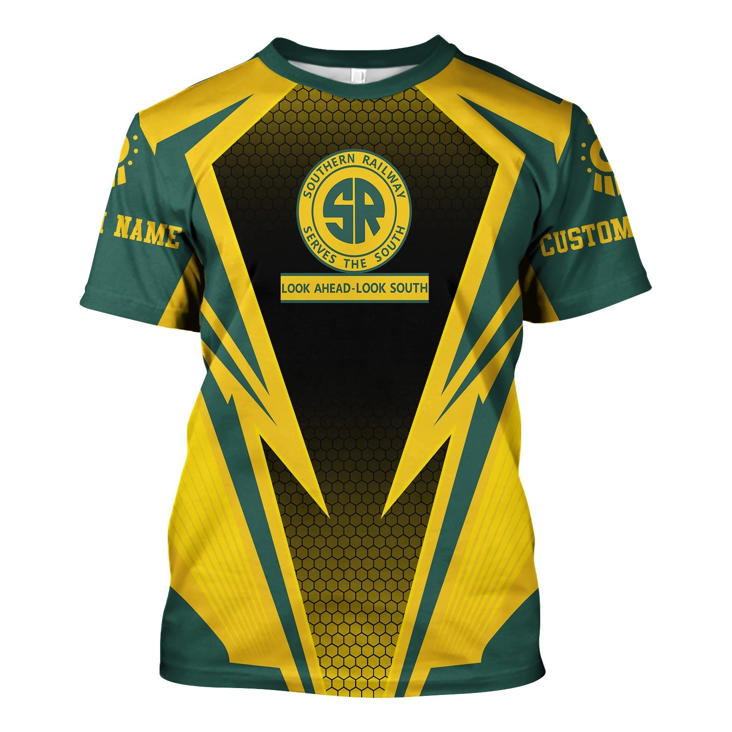 Railspirit Personalized Southern Railway U.S T-Shirt Lightning Graphic Style SOU Shirt Gift Idea For Train Lover