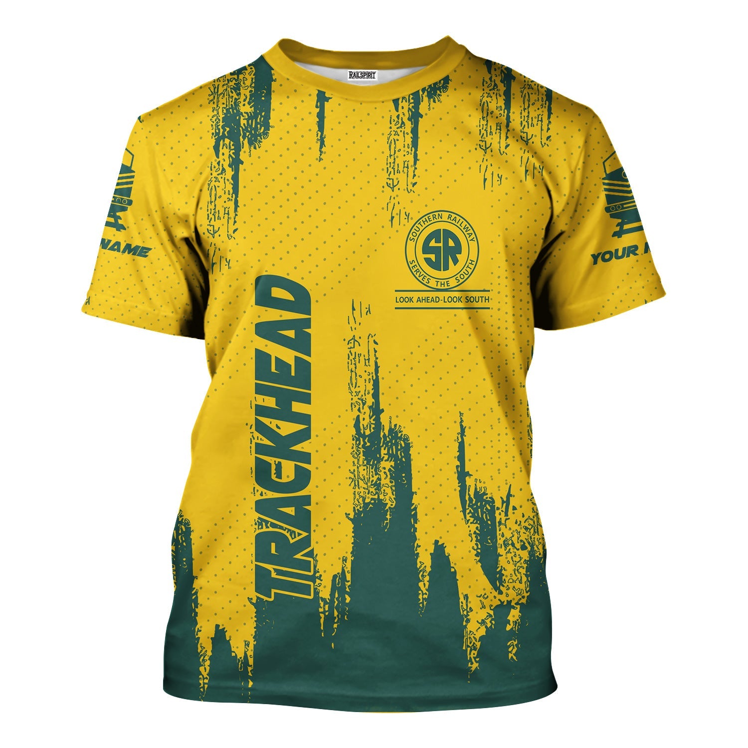 Railspirit Personalized Southern Railway U.S T-Shirt Paint Impact Design SOU Train Shirt for Trackhead