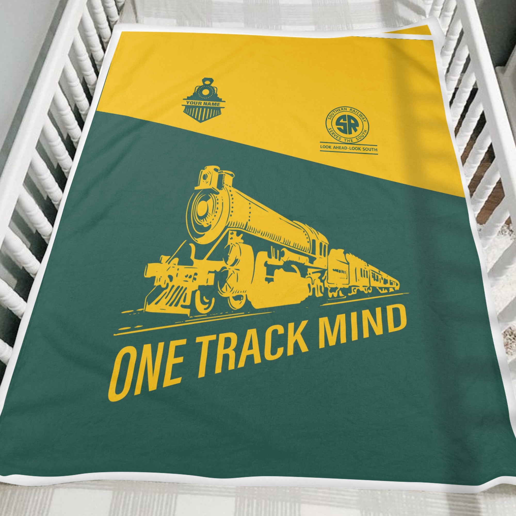 Railspirit Personalized Southern Railway U.S Blanket One Track Mind SOU Train Blanket Gift Idea For Train Lover
