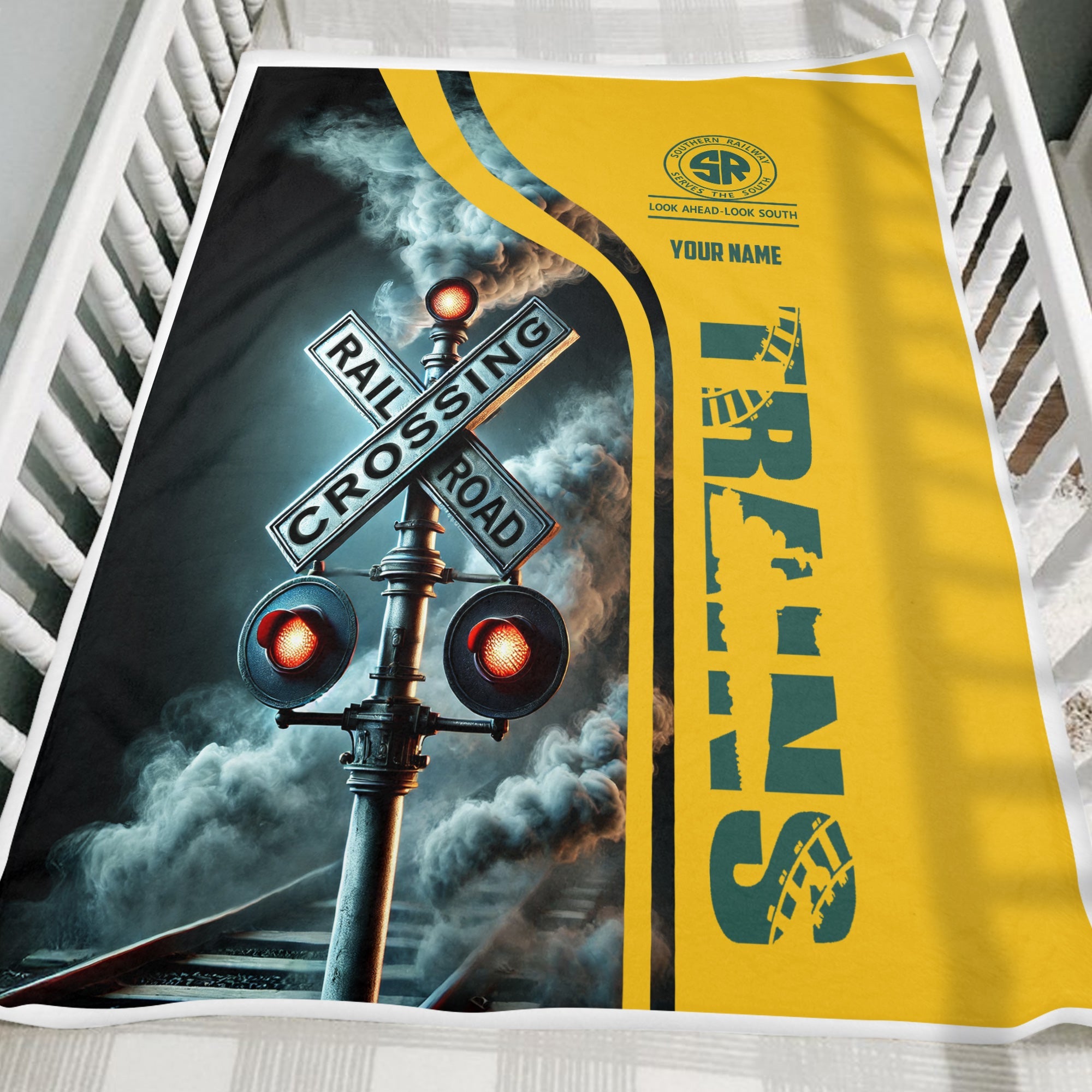 Railspirit Personalized Southern Railway U.S Blanket Railroad Crossing Sign SOU Blanket All Over Print