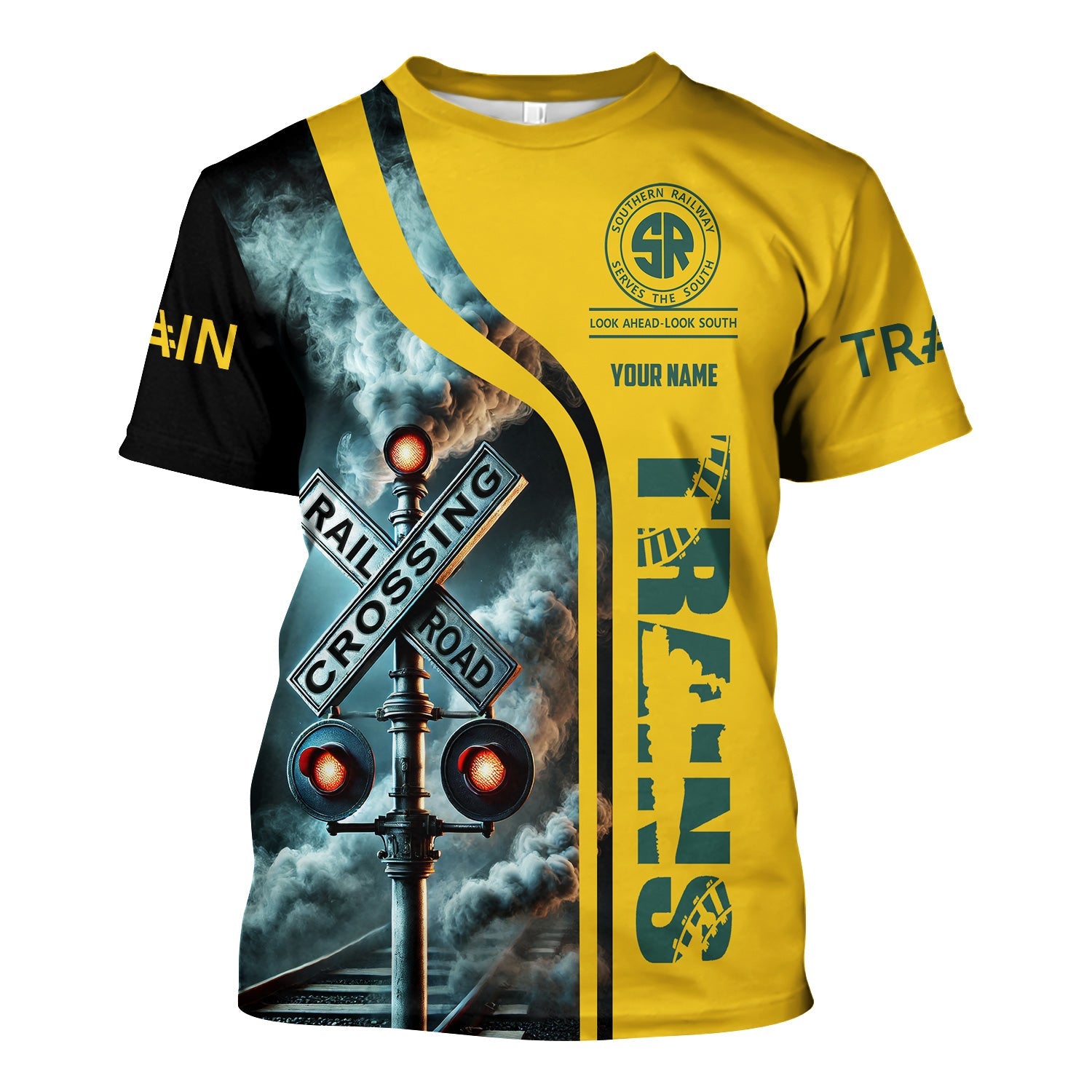 Railspirit Custom Name Southern Railway U.S T Shirt Railroad Crossing Sign Train Shirt All Over Print