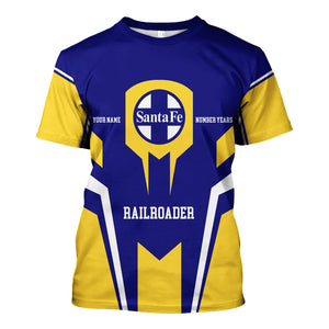 Railspirit Personalized Santa Fe Railway T-Shirt Custom Year Railroader Atchison, Topeka and Santa Fe Railway Shirt Gift Idea For Train Lover