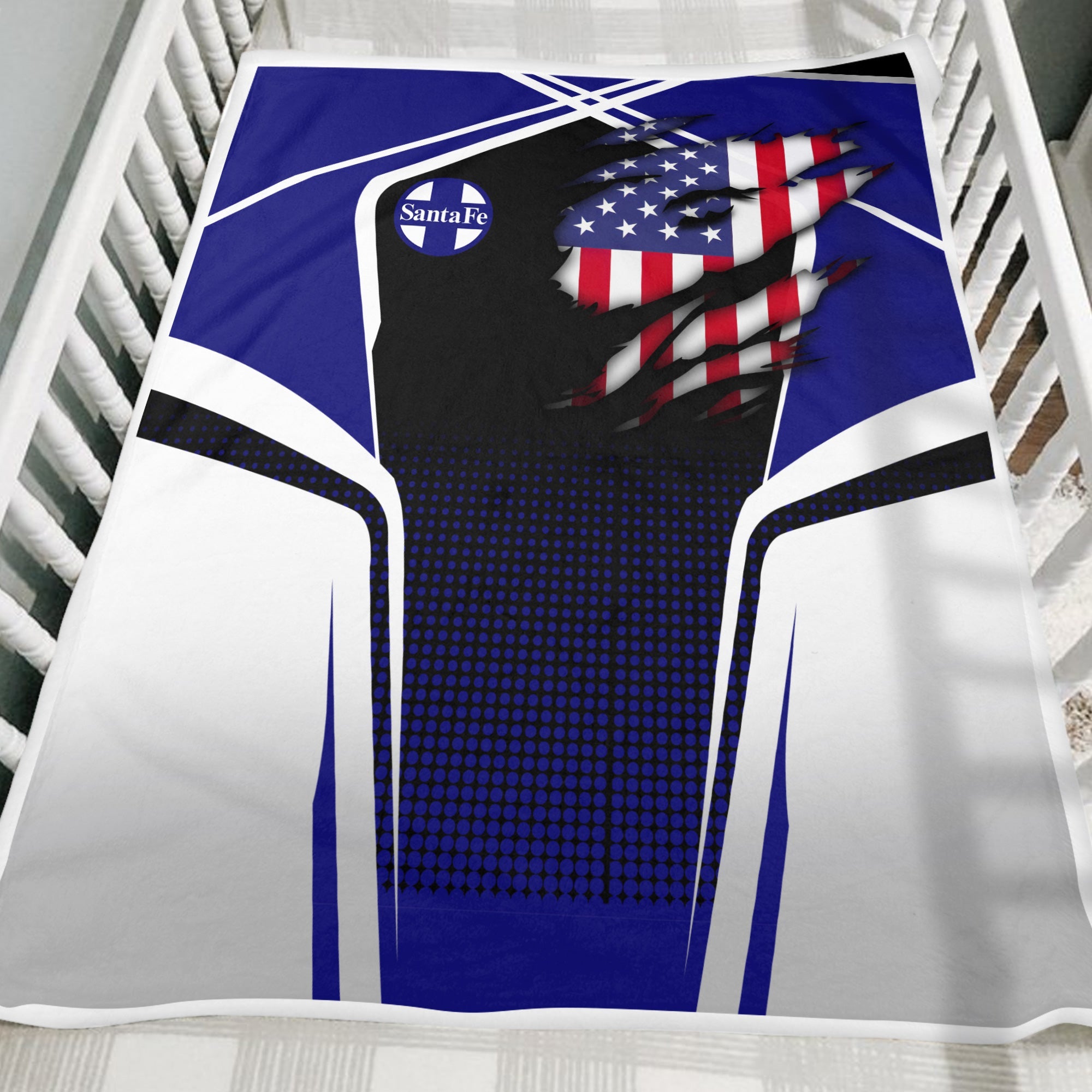 Railspirit Personalized Santa Fe Railway Blanket American Vintage Atchison, Topeka and Santa Fe Railway All Over Printed Blanket