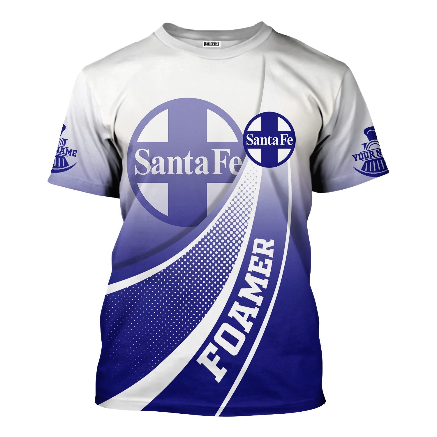 Railspirit Personalized Santa Fe Railway T-Shirt Railway-Themed Style Atchison, Topeka and Santa Fe Railway Shirt Gift Idea For Trainspotter