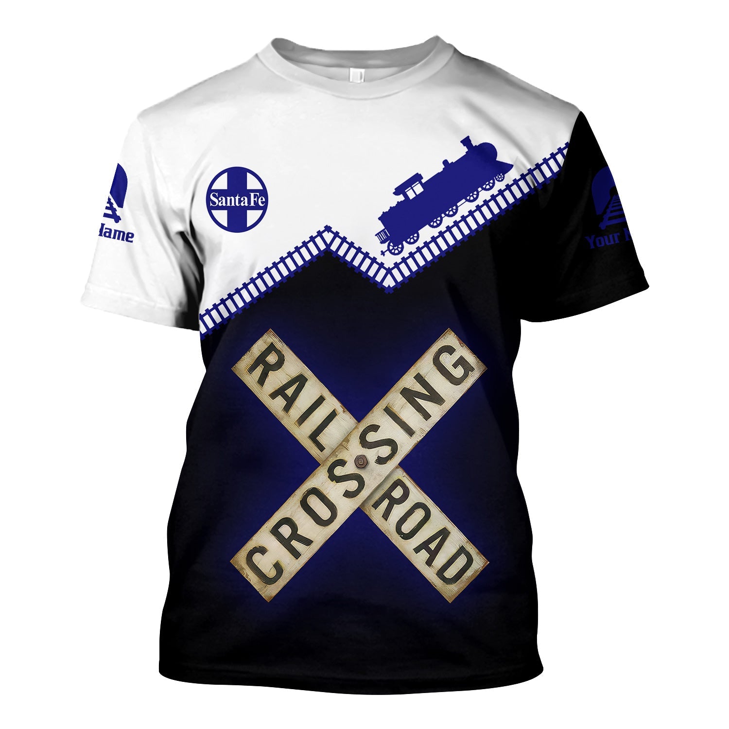 Railspirit Personalized Santa Fe Railway T Shirt Railroad Crossing Printed Train Track Shirt