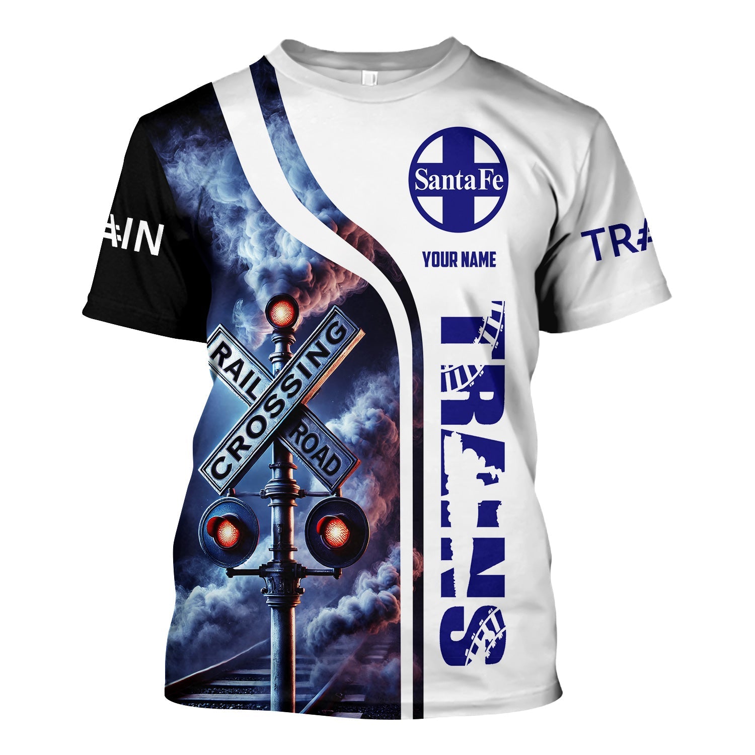 Railspirit Custom Name Santa Fe Railway T Shirt One Track Mind American Locomotive Train Shirt All Over Print