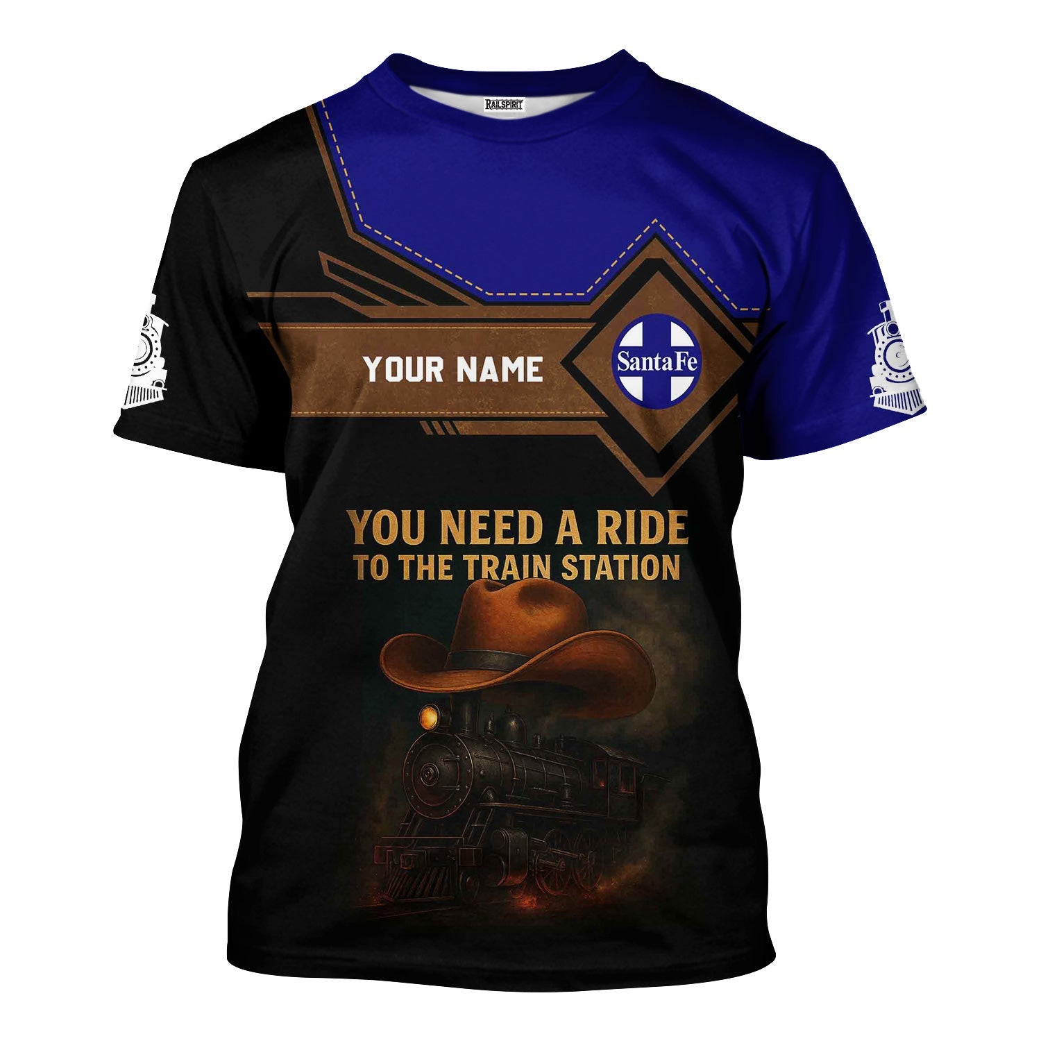 Railspirit Personalized Santa Fe Railway T-Shirt You Need A Ride To The Train Station Atchison, Topeka and Santa Fe Railway Shirt For Train Lovers