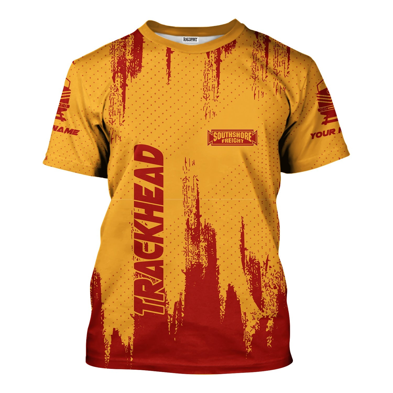 Railspirit Personalized Chicago South Shore and South Bend Railroad T-Shirt Paint Impact Design Train Shirt for Trackhead