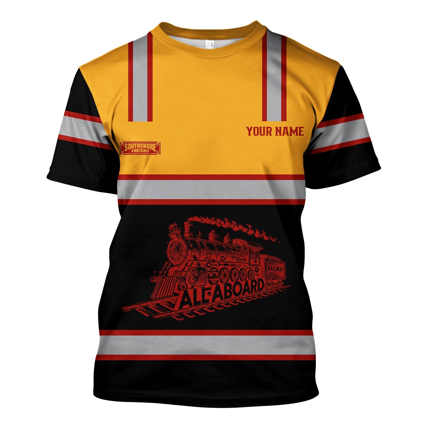 Railspirit Custom Name Chicago South Shore and South Bend Railroad T Shirt Eat Train Sleep Repeat Printed Train Shirt