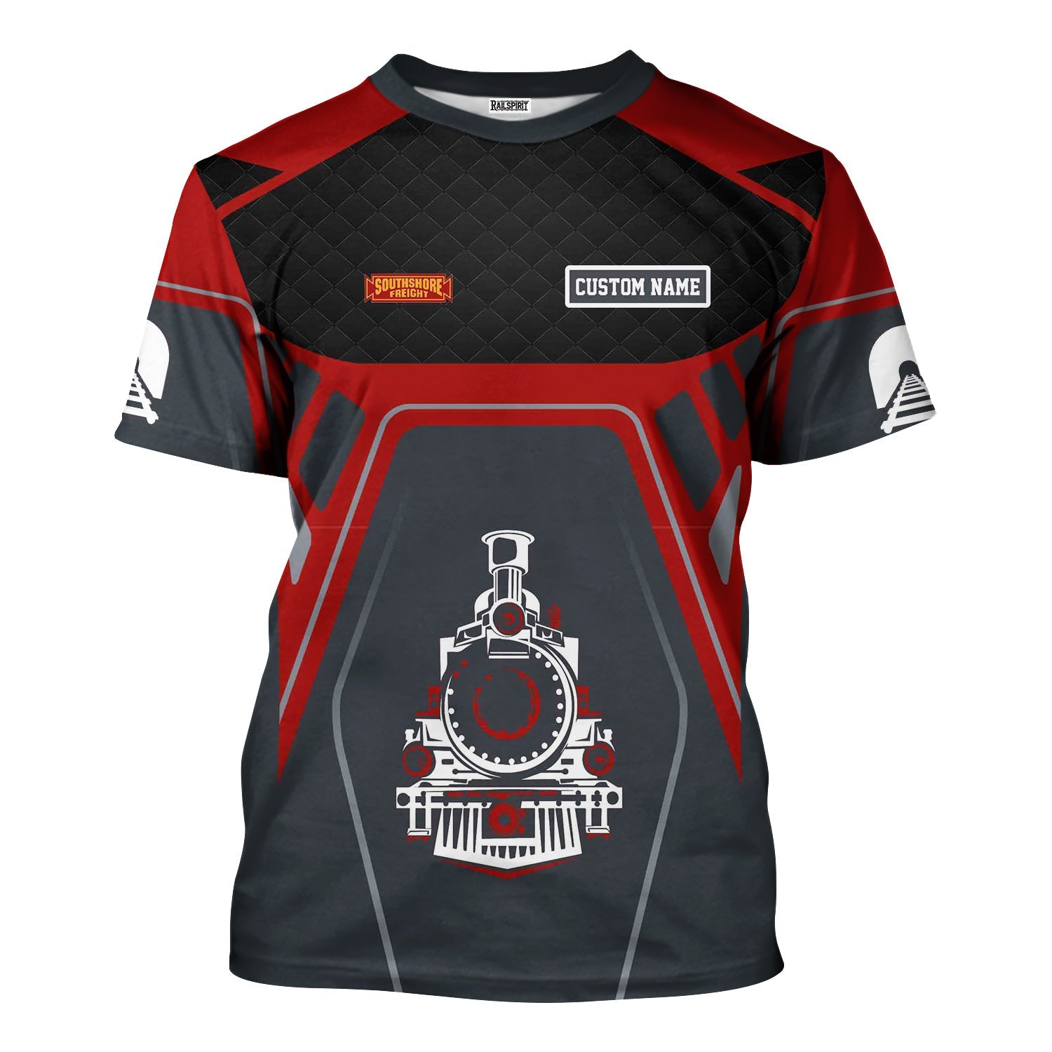 Railspirit Personalized Chicago South Shore and South Bend Railroad T-Shirt Steam Locomotive Engine Graphic Train Shirt All Over Print