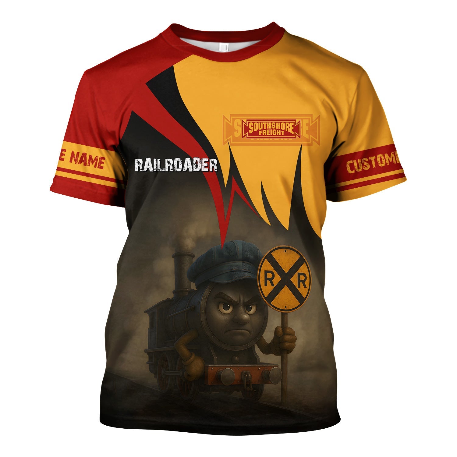 Railspirit Personalized Chicago South Shore and South Bend Railroad T-Shirt Angry Train Shirt Gift Idea For Train Lover