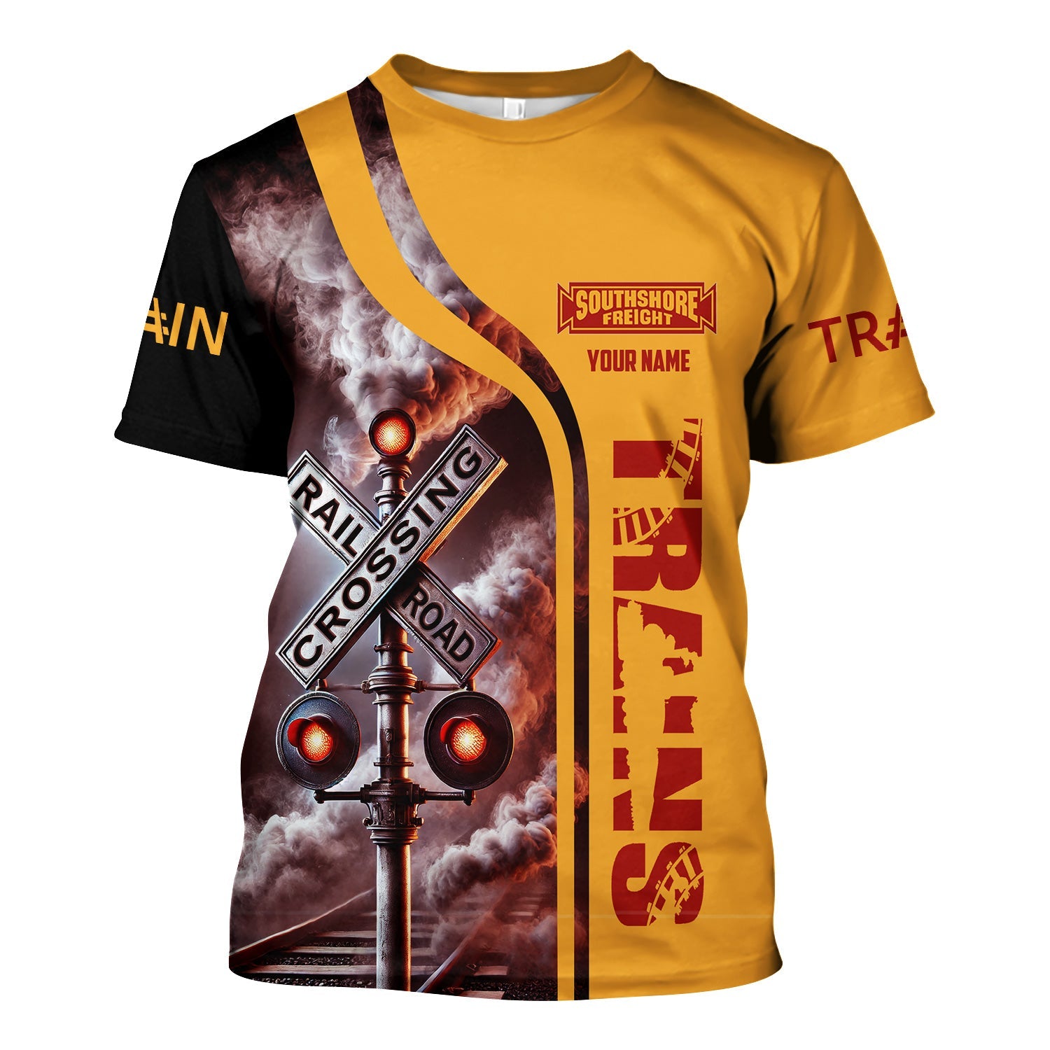 Railspirit Custom Name Chicago South Shore and South Bend Railroad T Shirt One Track Mind  American Locomotive Train Shirt All Over Print