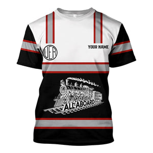 Railspirit Custom Name Union Electric Railway T Shirt Eat Train Sleep Repeat Printed Train Shirt