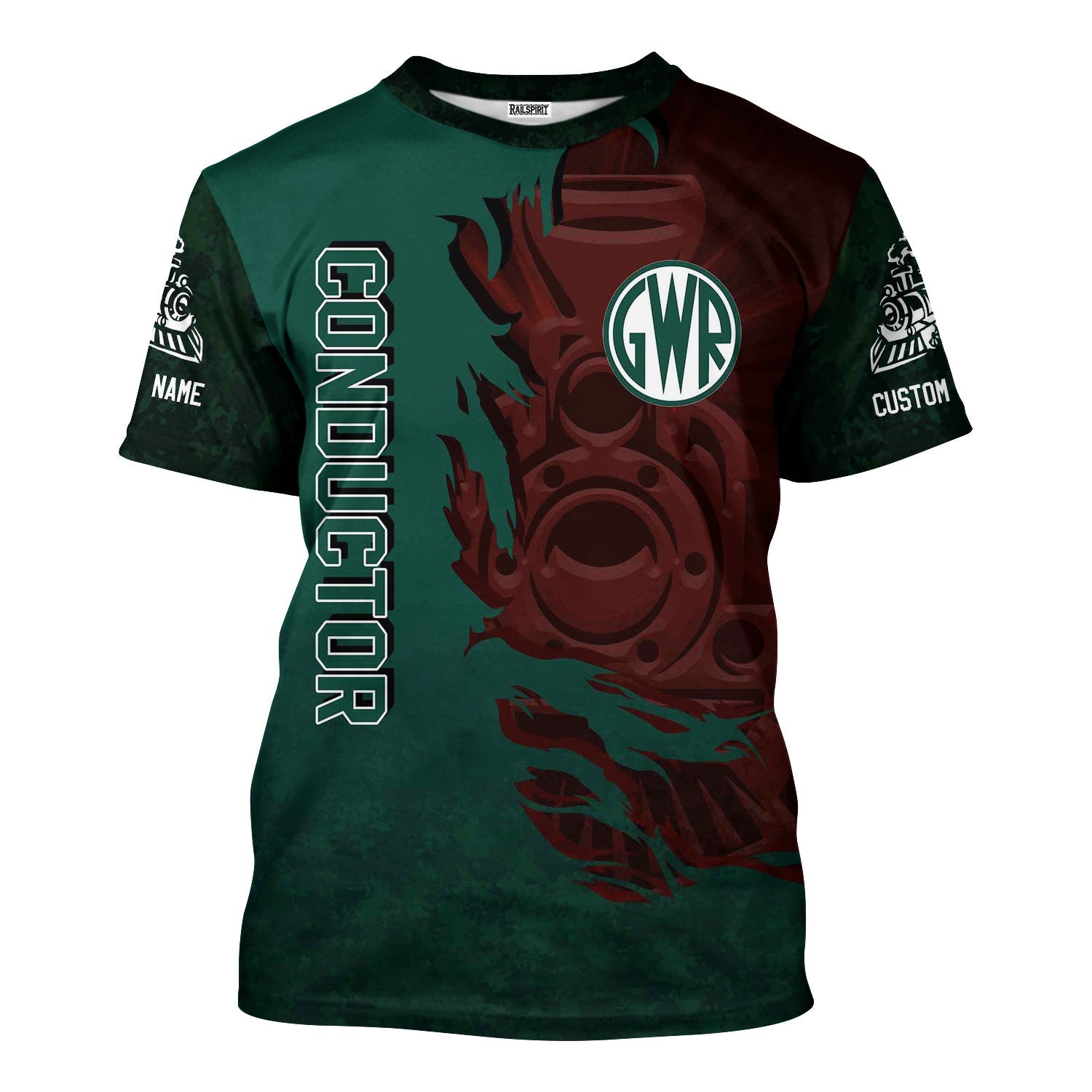 Railspirit Personalized Great Western Railway T-Shirt Blazing Style with Custom Position Train Shirt