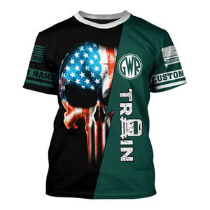 Railspirit Personalized Great Western Railway T-Shirt Train Skull American Flag Shirt All Over Print